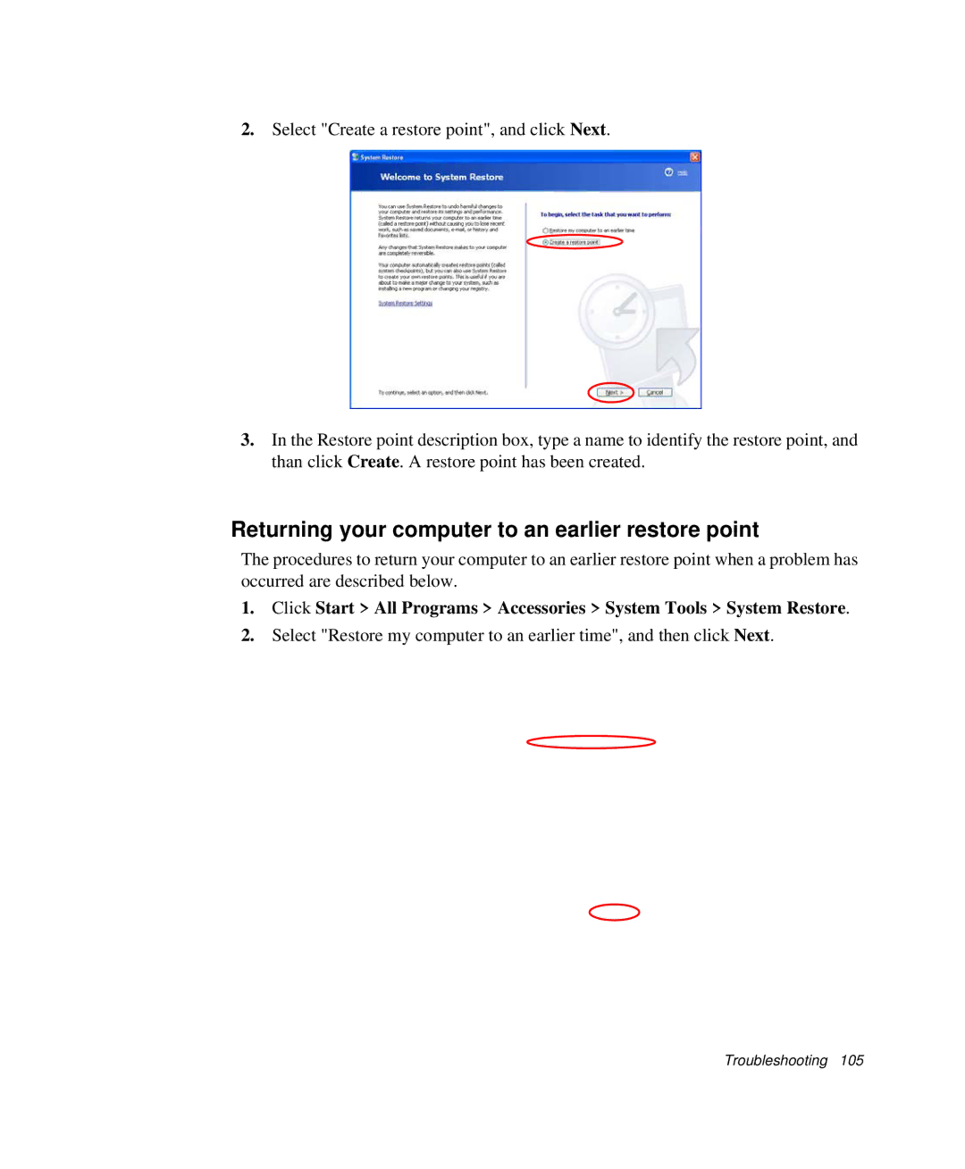 Samsung NP-P29R000/SEB, NP-P29K001/SEB manual Returning your computer to an earlier restore point 