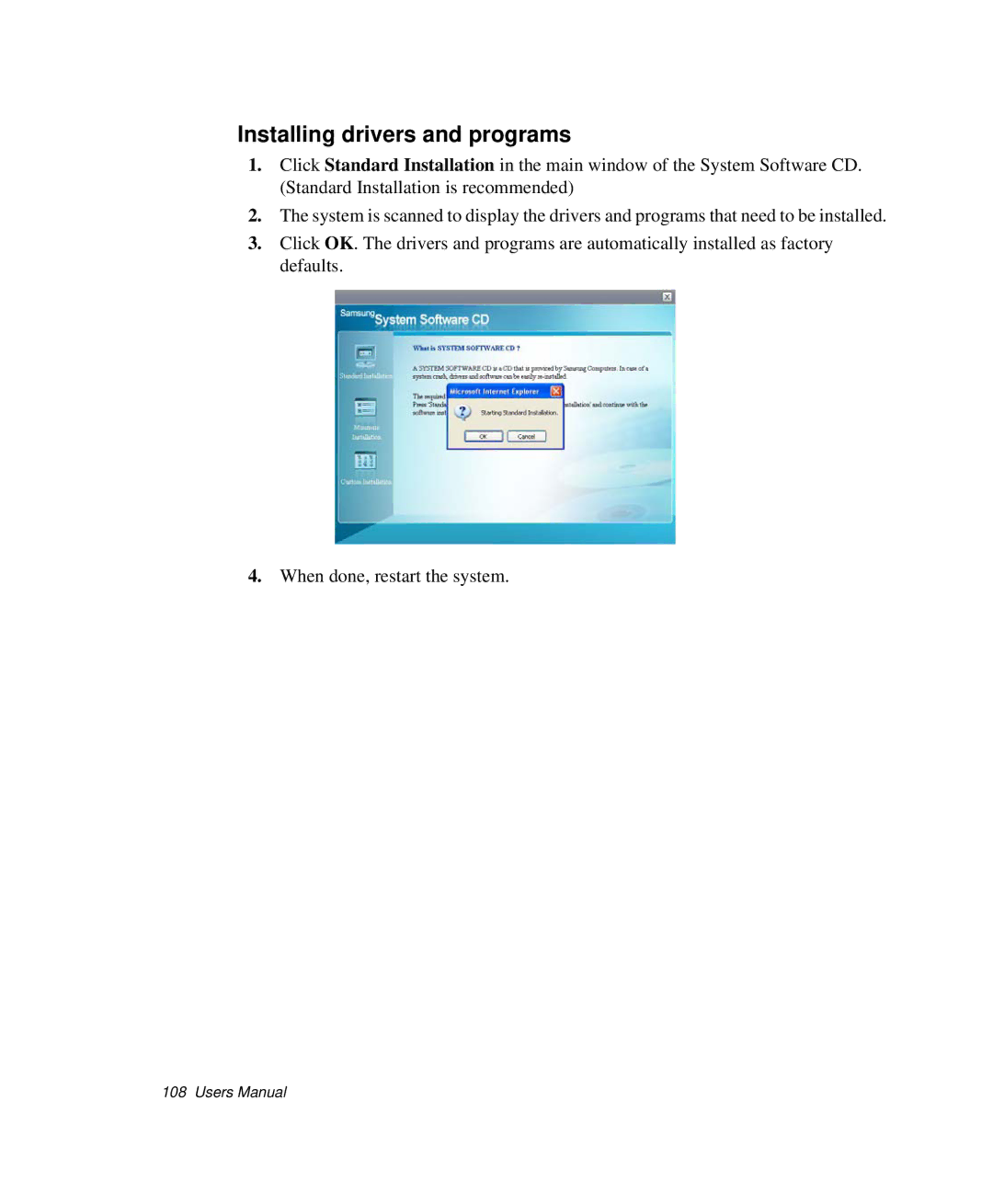 Samsung NP-P29K001/SEB, NP-P29R000/SEB manual Installing drivers and programs 