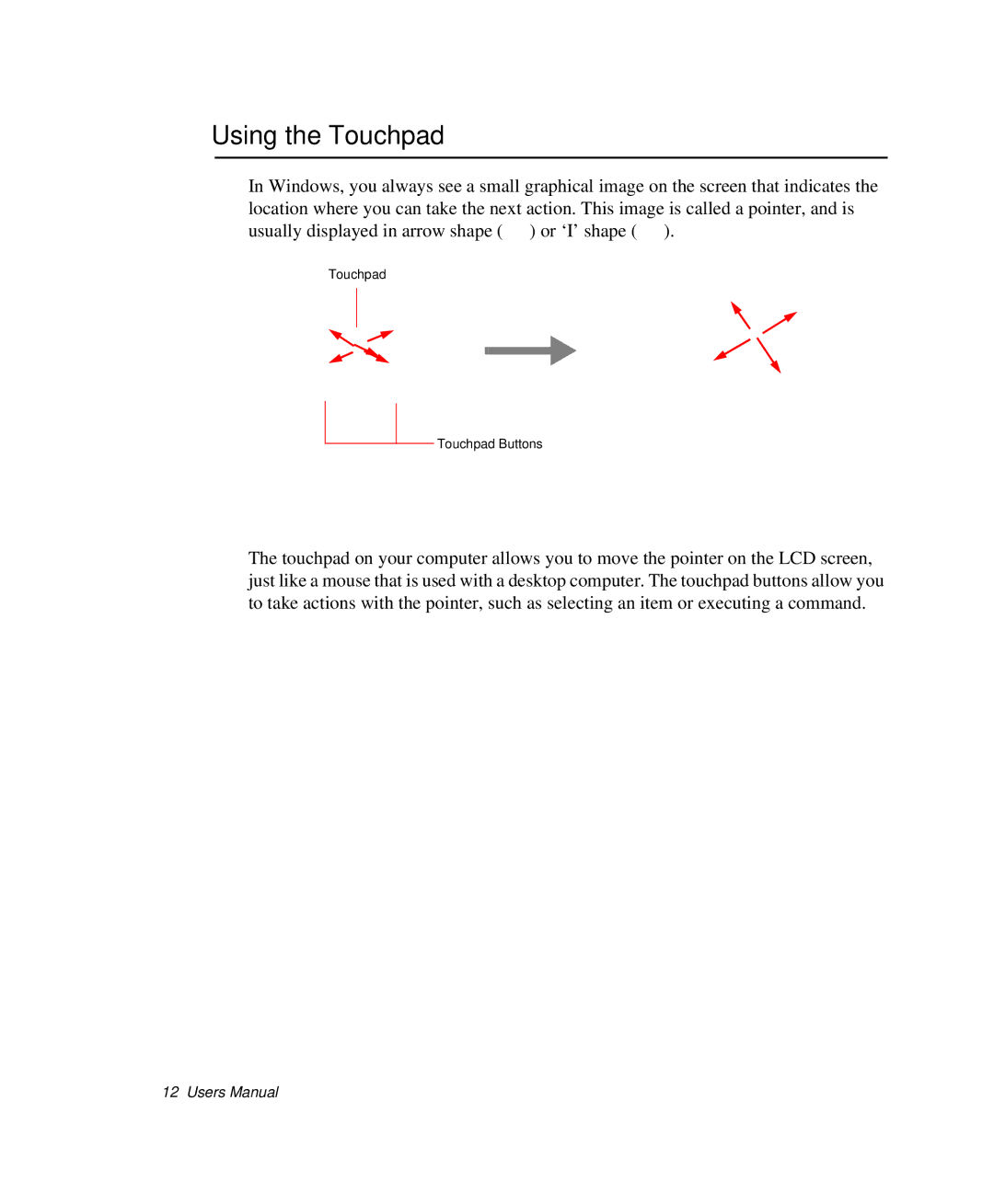 Samsung NP-P29K001/SEB, NP-P29R000/SEB manual Using the Touchpad 