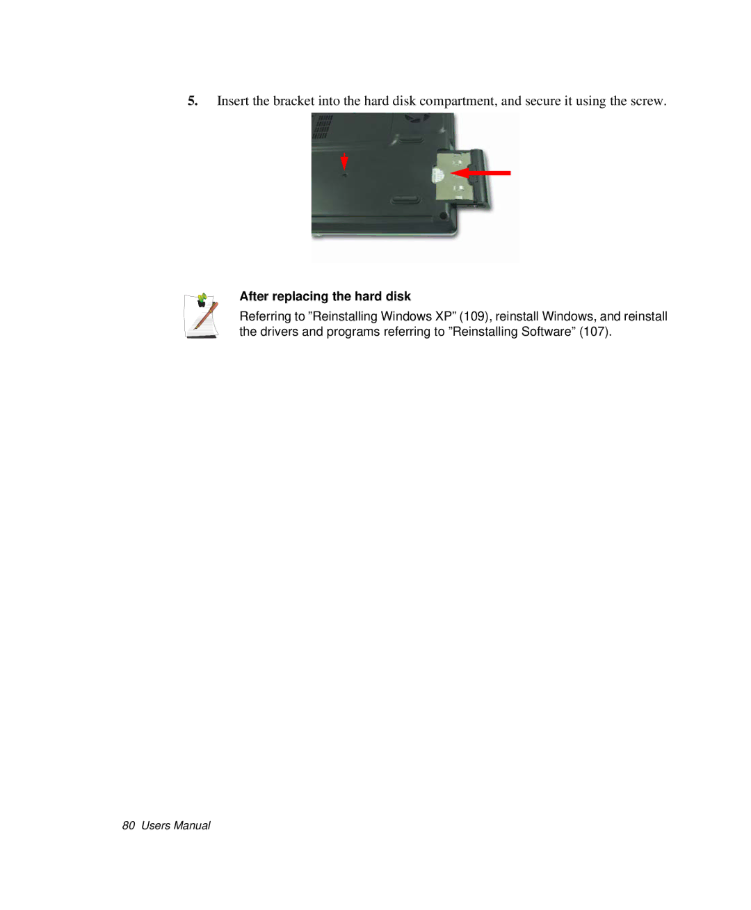 Samsung NP-P29K001/SEB, NP-P29R000/SEB manual After replacing the hard disk 