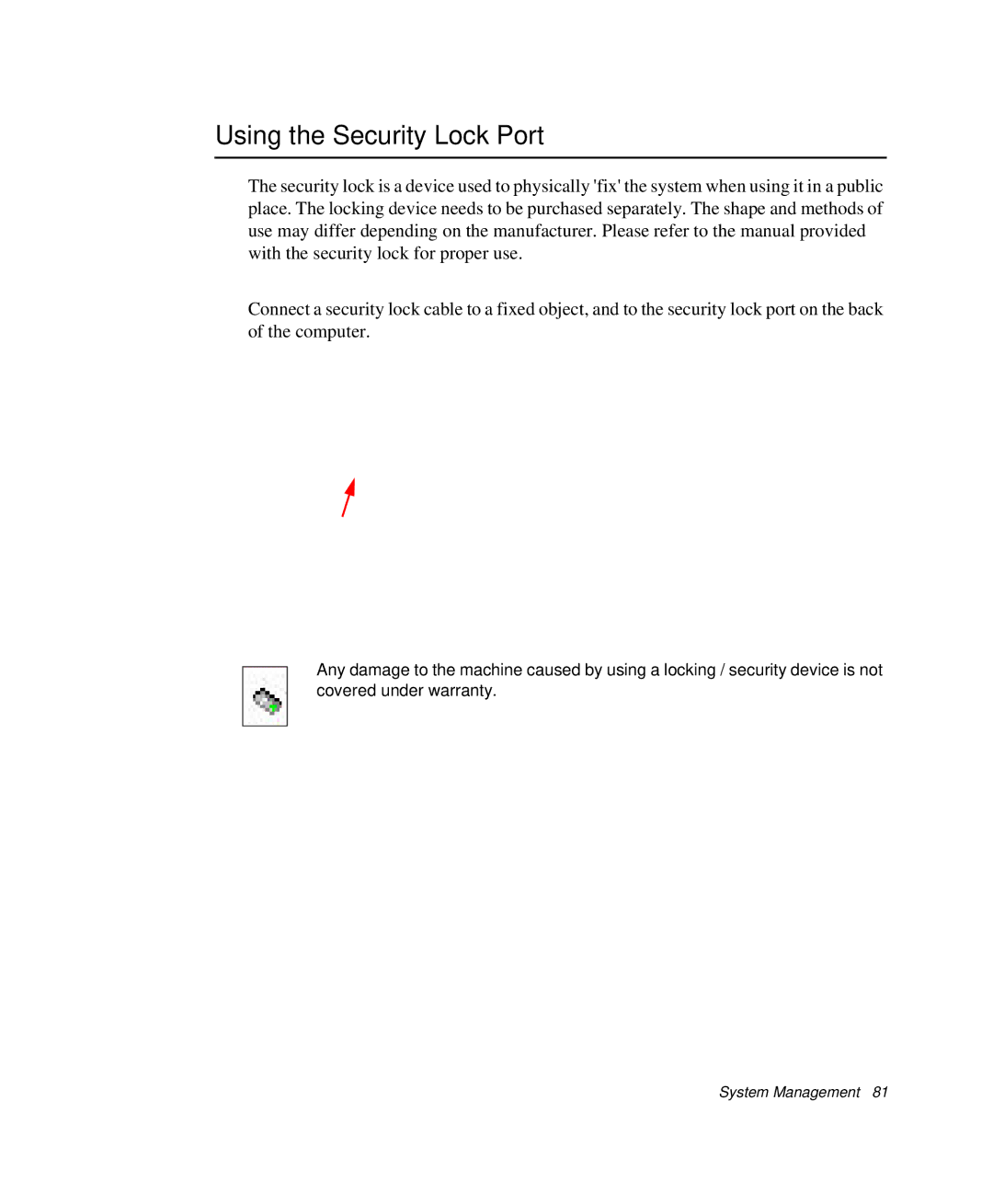 Samsung NP-P29R000/SEB, NP-P29K001/SEB manual Using the Security Lock Port 