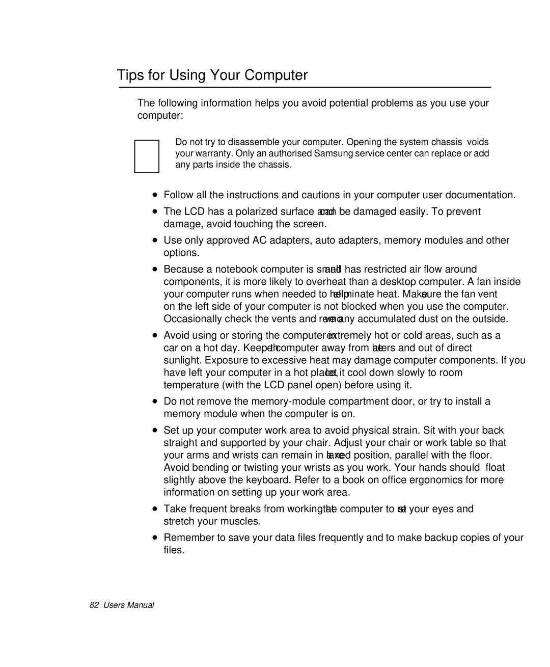 Samsung NP-P29K001/SEB, NP-P29R000/SEB manual Tips for Using Your Computer 