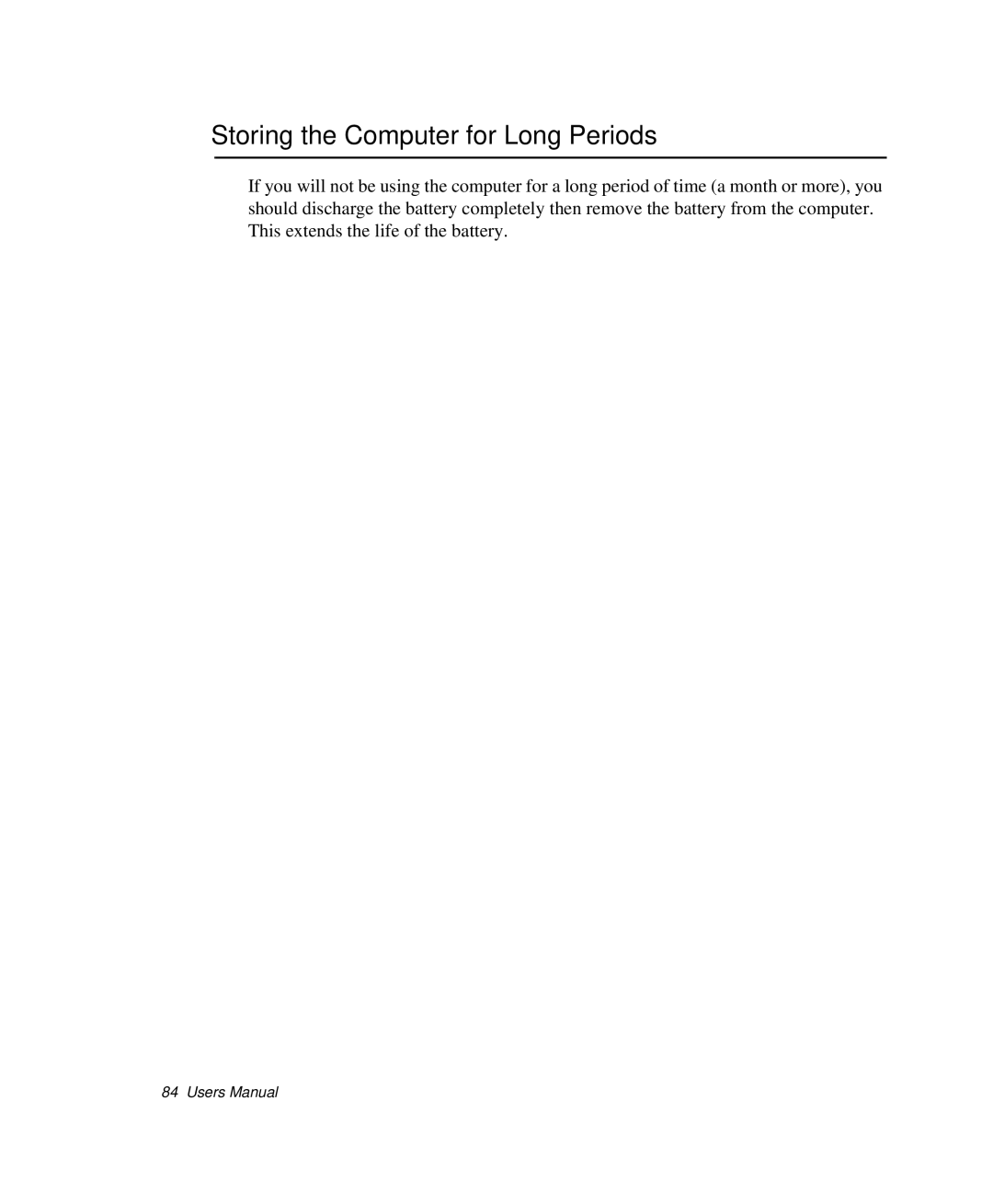 Samsung NP-P29K001/SEB, NP-P29R000/SEB manual Storing the Computer for Long Periods 