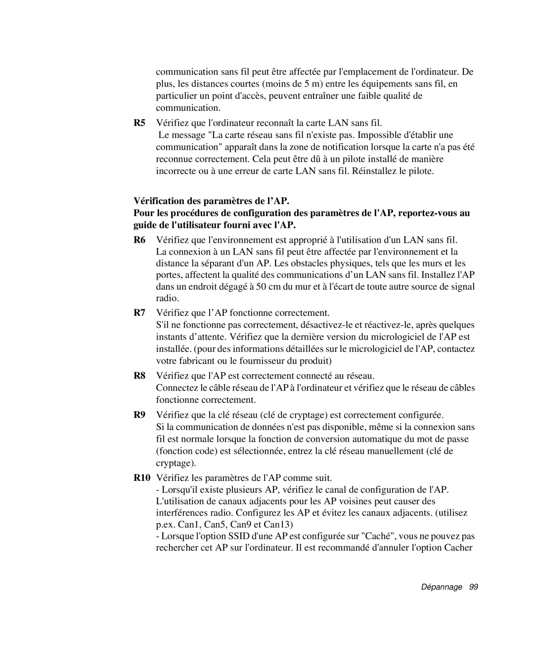 Samsung NP-P29K001/SEF, NP-P29R000/SEF, NP-P29R001/SEF manual Dépannage 