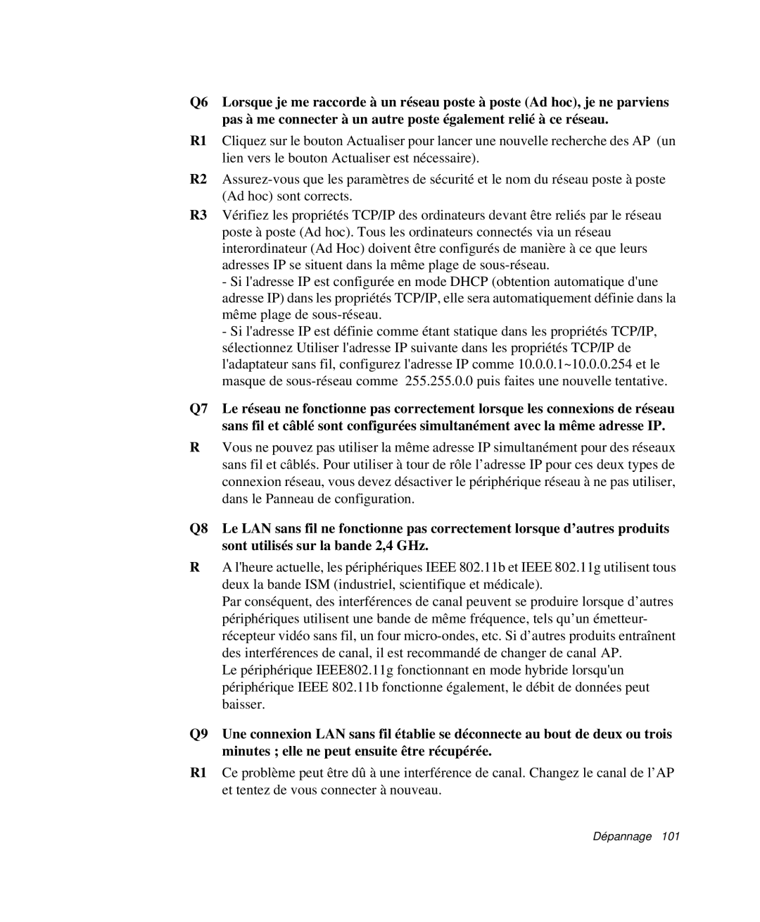 Samsung NP-P29R000/SEF, NP-P29K001/SEF, NP-P29R001/SEF manual Dépannage 