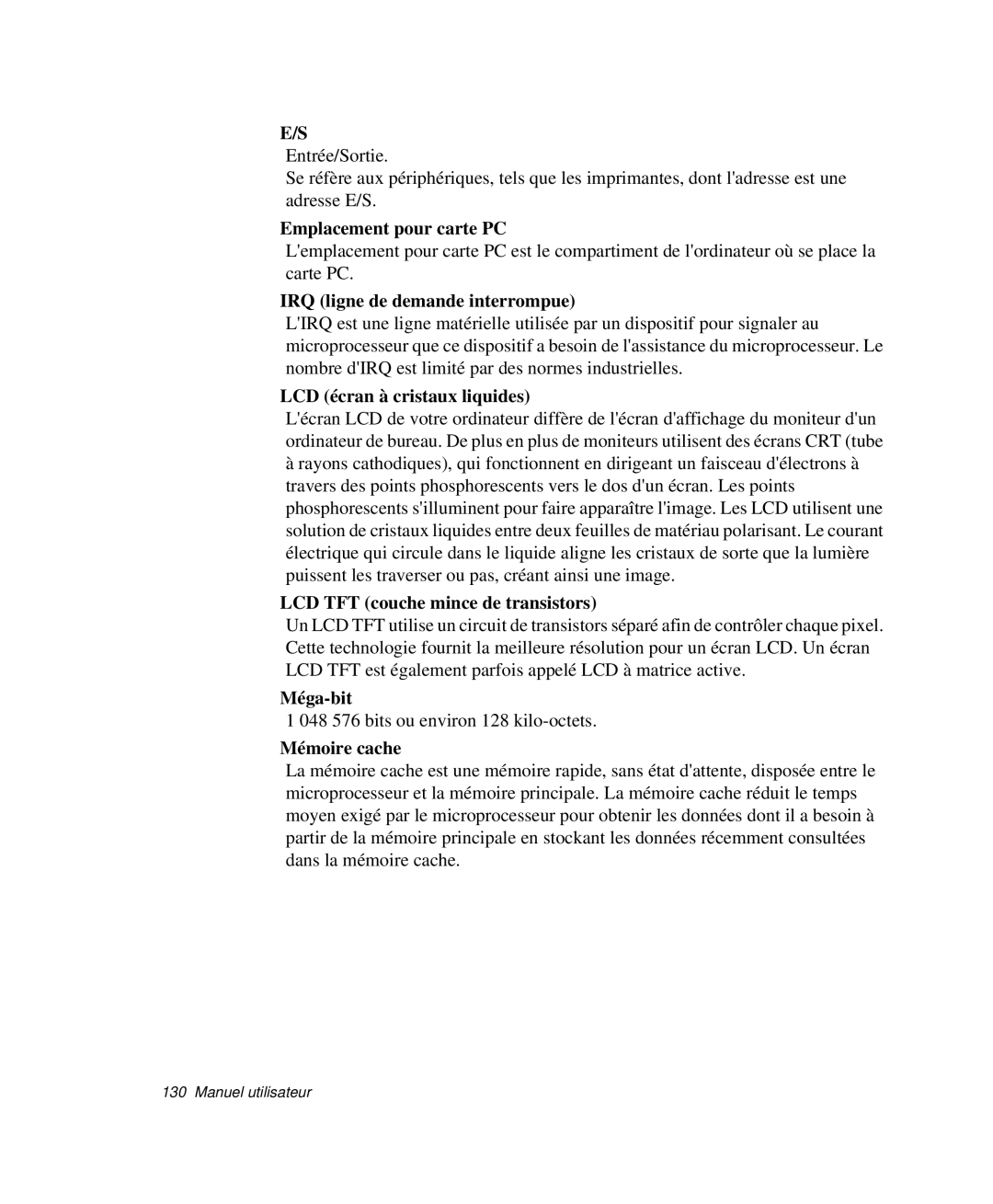 Samsung NP-P29R001/SEF manual Emplacement pour carte PC, IRQ ligne de demande interrompue, LCD écran à cristaux liquides 