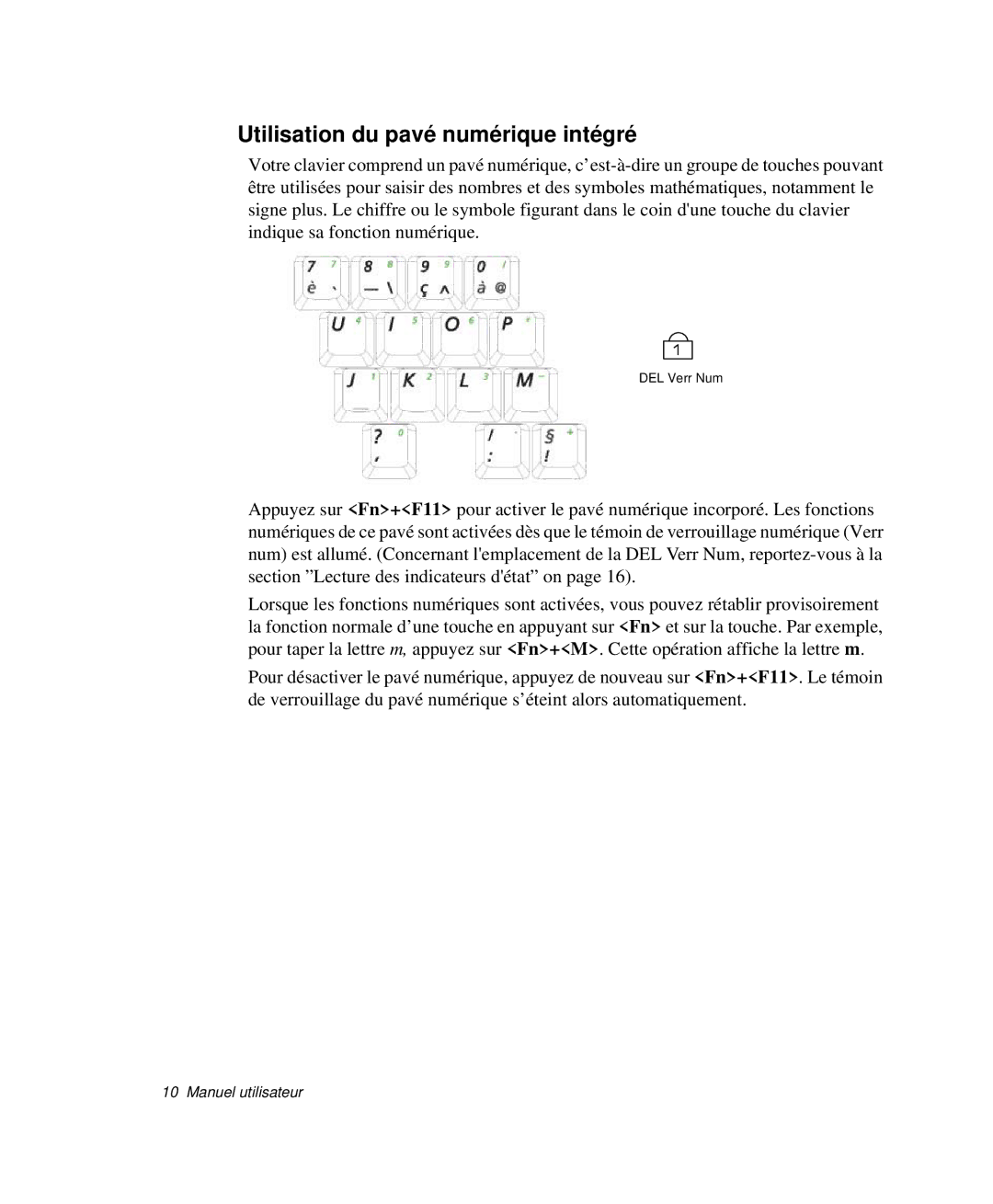 Samsung NP-P29R001/SEF, NP-P29R000/SEF, NP-P29K001/SEF manual Utilisation du pavé numérique intégré 