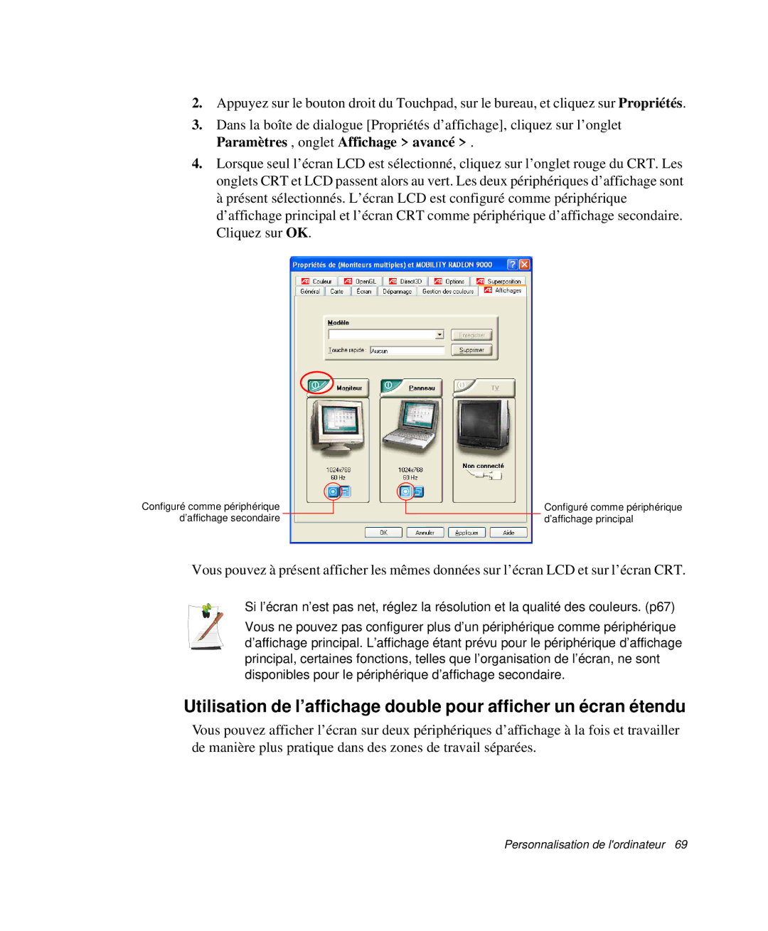 Samsung NP-P29K001/SEF, NP-P29R000/SEF, NP-P29R001/SEF manual Personnalisation de lordinateur 