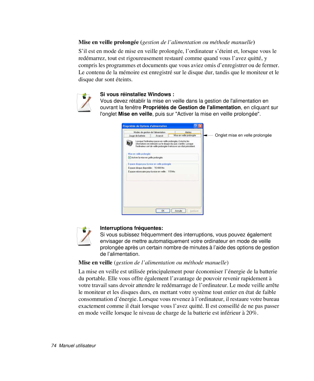 Samsung NP-P29R000/SEF, NP-P29K001/SEF, NP-P29R001/SEF manual Si vous réinstallez Windows, Interruptions fréquentes 