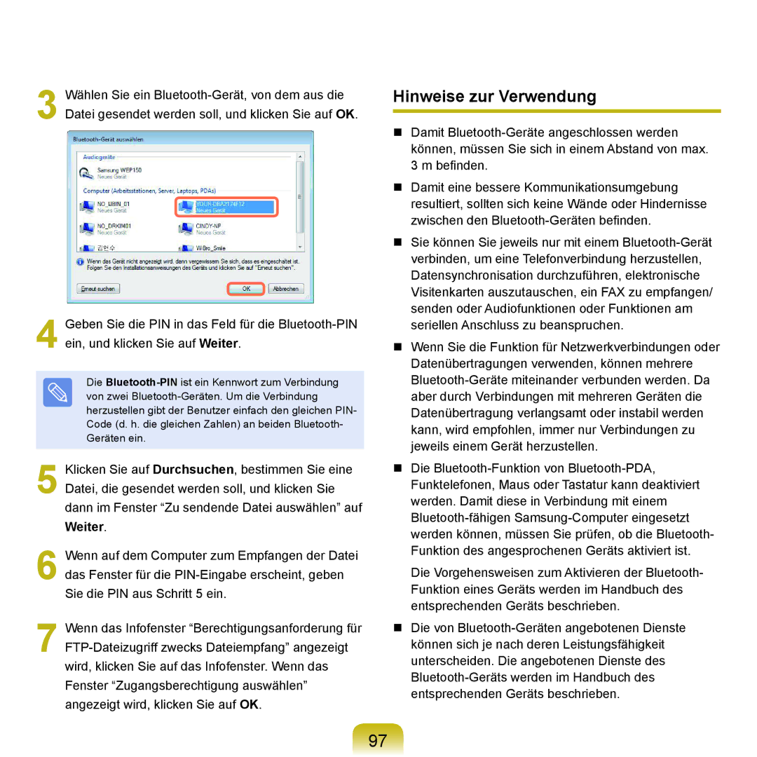 Samsung NP-P400-RA02DE, NP-P400-RA01DE manual Hinweise zur Verwendung 