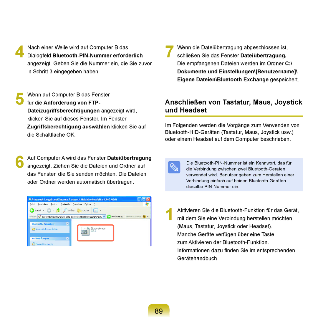 Samsung NP-P400-RA02DE, NP-P400-RA01DE manual Anschließen von Tastatur, Maus, Joystick und Headset 