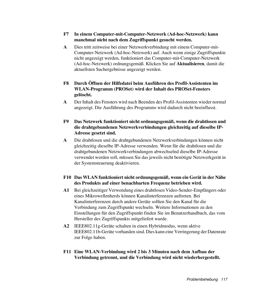 Samsung NP-P40TV03/SEG, NP-P40TV04/SEG, NP-P40CV01/SEG manual Problembehebung 