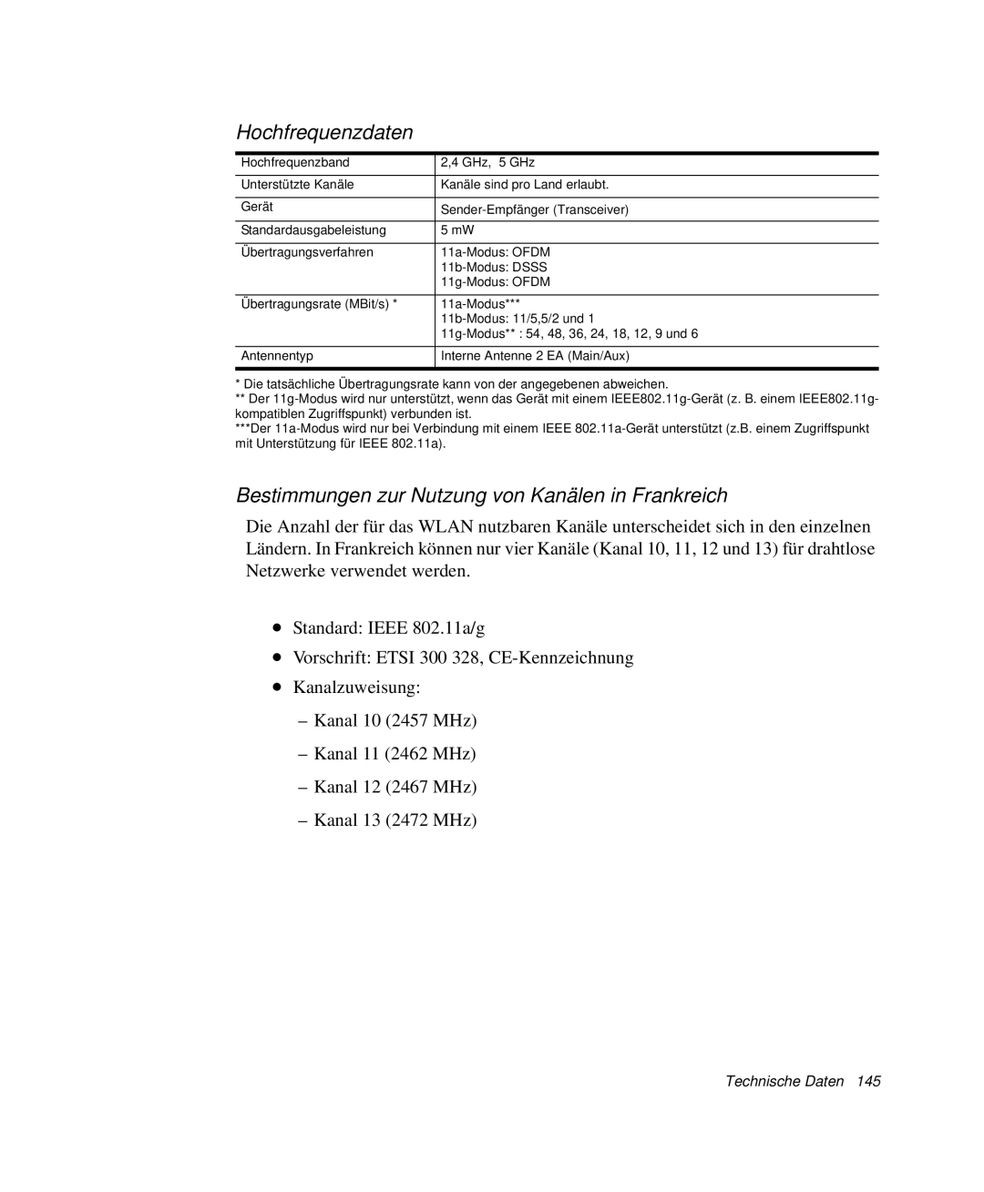 Samsung NP-P40CV01/SEG, NP-P40TV04/SEG, NP-P40TV03/SEG manual Hochfrequenzdaten 