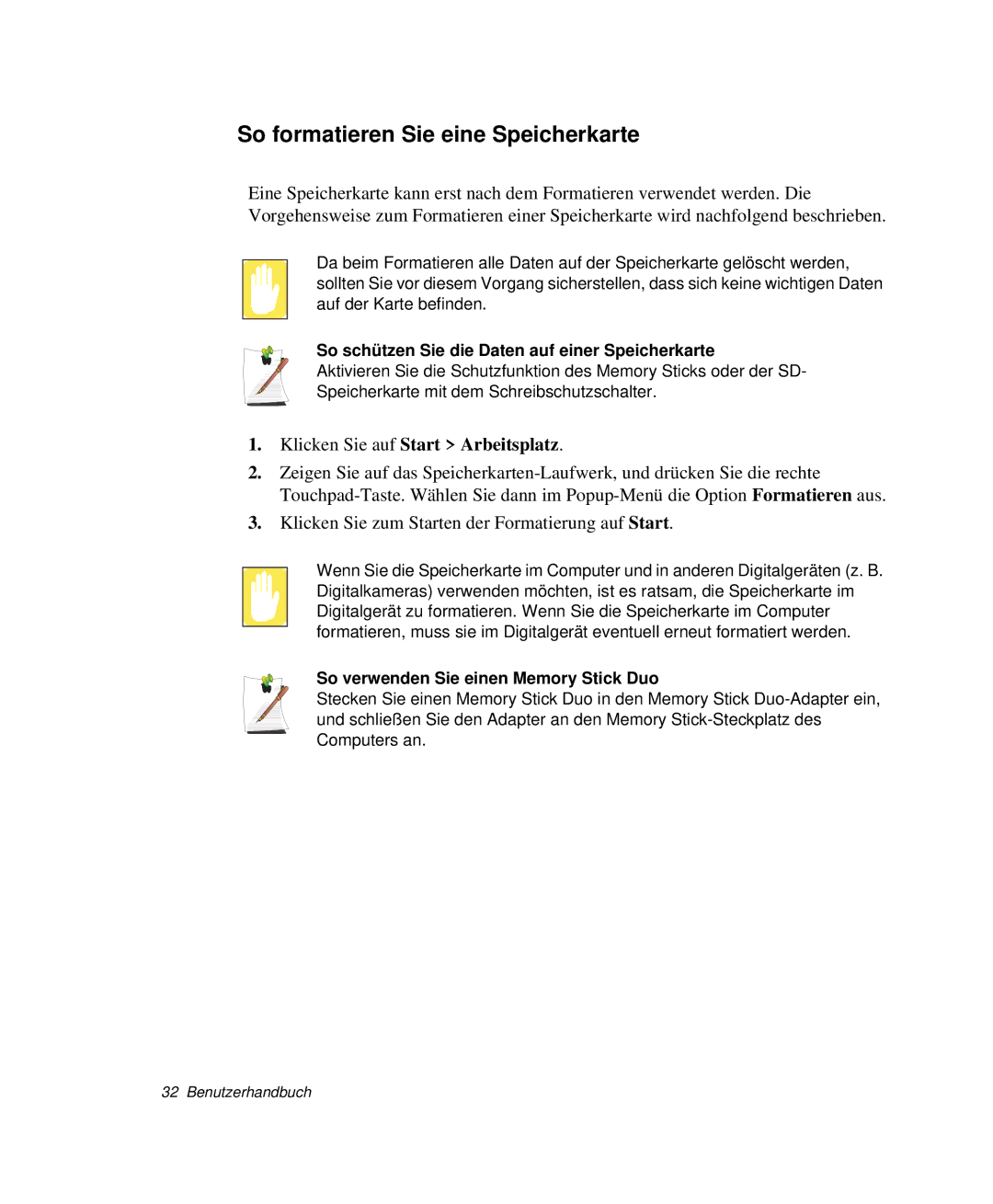 Samsung NP-P40TV04/SEG manual So formatieren Sie eine Speicherkarte, So schützen Sie die Daten auf einer Speicherkarte 