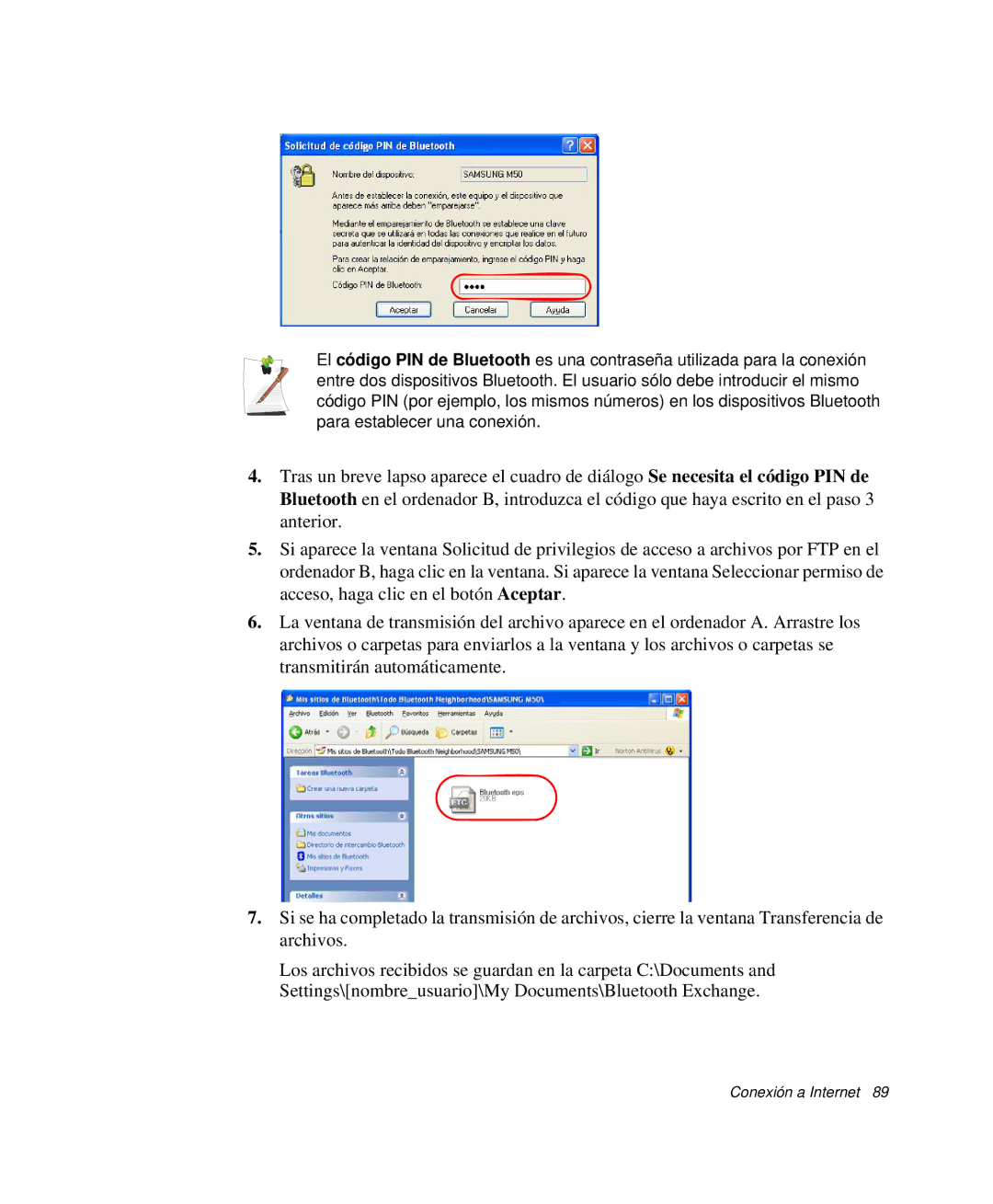 Samsung NP-P50CV01/SES, NP-P50KV00/SES, NP-P50K000/SES, NP-P50CV02/SES, NP-P50T000/SES manual Conexión a Internet 