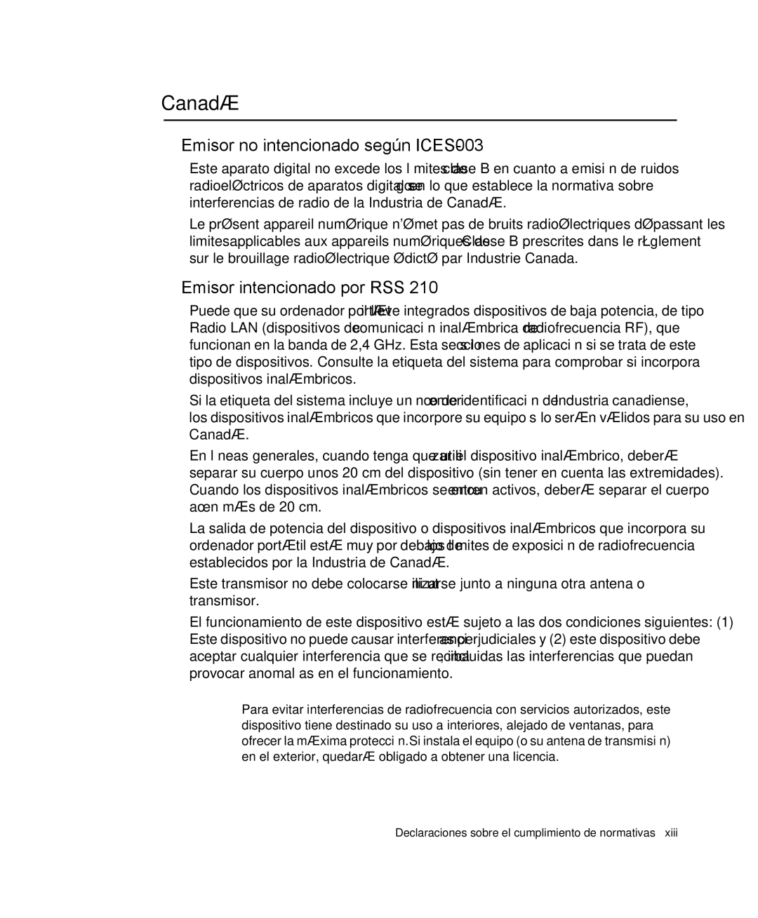 Samsung NP-P50CV01/SES, NP-P50KV00/SES manual Canadá, Emisor no intencionado según ICES-003, Emisor intencionado por RSS 