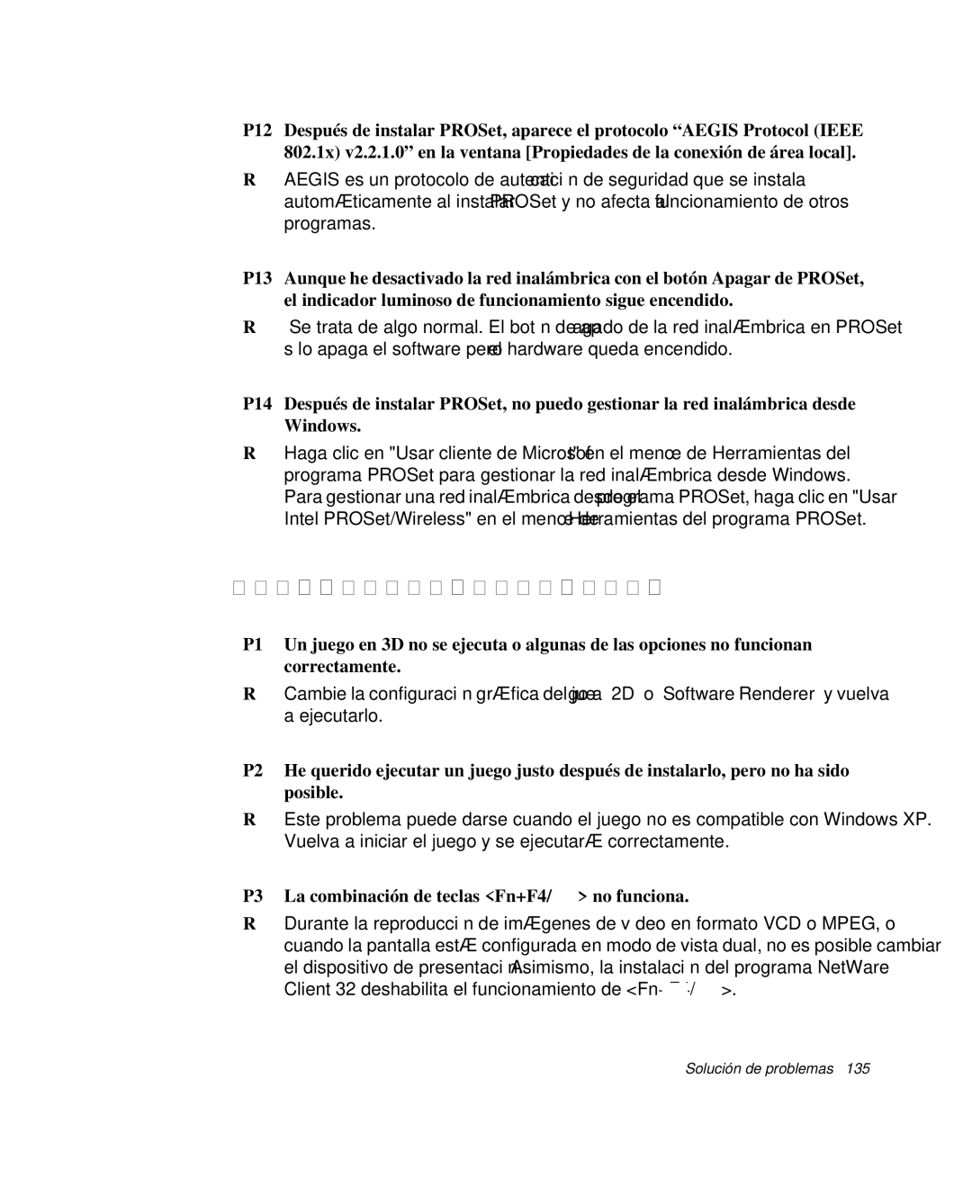 Samsung NP-P50T000/SES, NP-P50KV00/SES Relacionadas con juegos y programas, P3 La combinación de teclas Fn+F4/ no funciona 