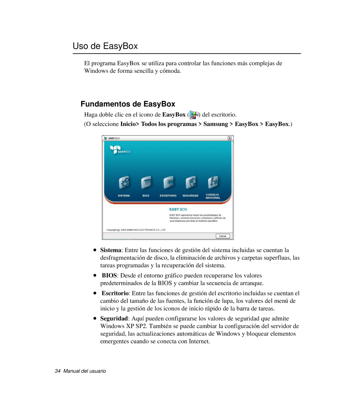 Samsung NP-P50CV01/SES, NP-P50KV00/SES, NP-P50K000/SES, NP-P50CV02/SES, NP-P50T000/SES Uso de EasyBox, Fundamentos de EasyBox 