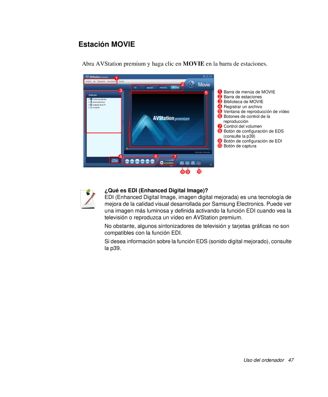 Samsung NP-P50K000/SES, NP-P50KV00/SES, NP-P50CV02/SES, NP-P50CV01/SES Estación Movie, ¿Qué es EDI Enhanced Digital Image? 