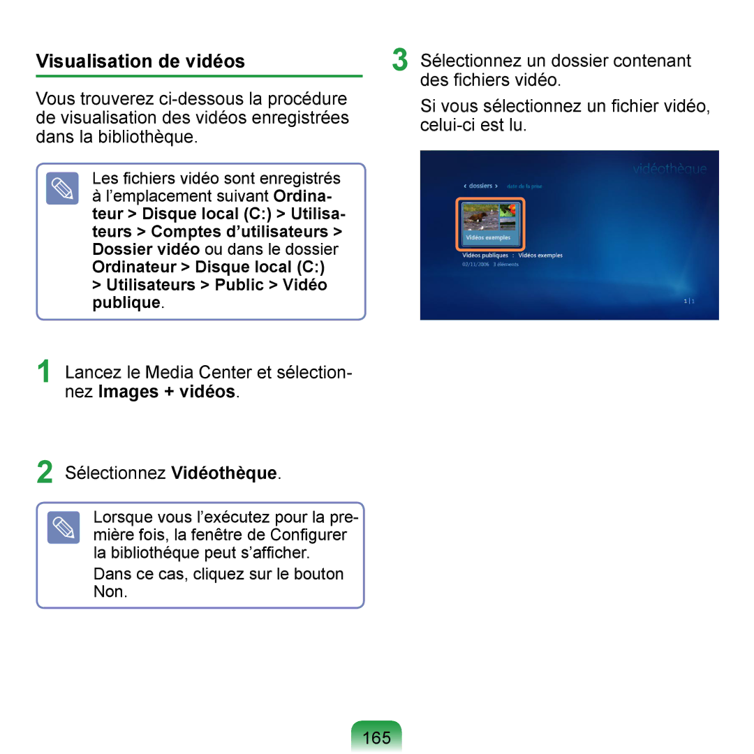 Samsung NP-Q1-V000/SEF, NP-Q1-V004/SEI, NP-Q1-M000/SEF manual Visualisation de vidéos 