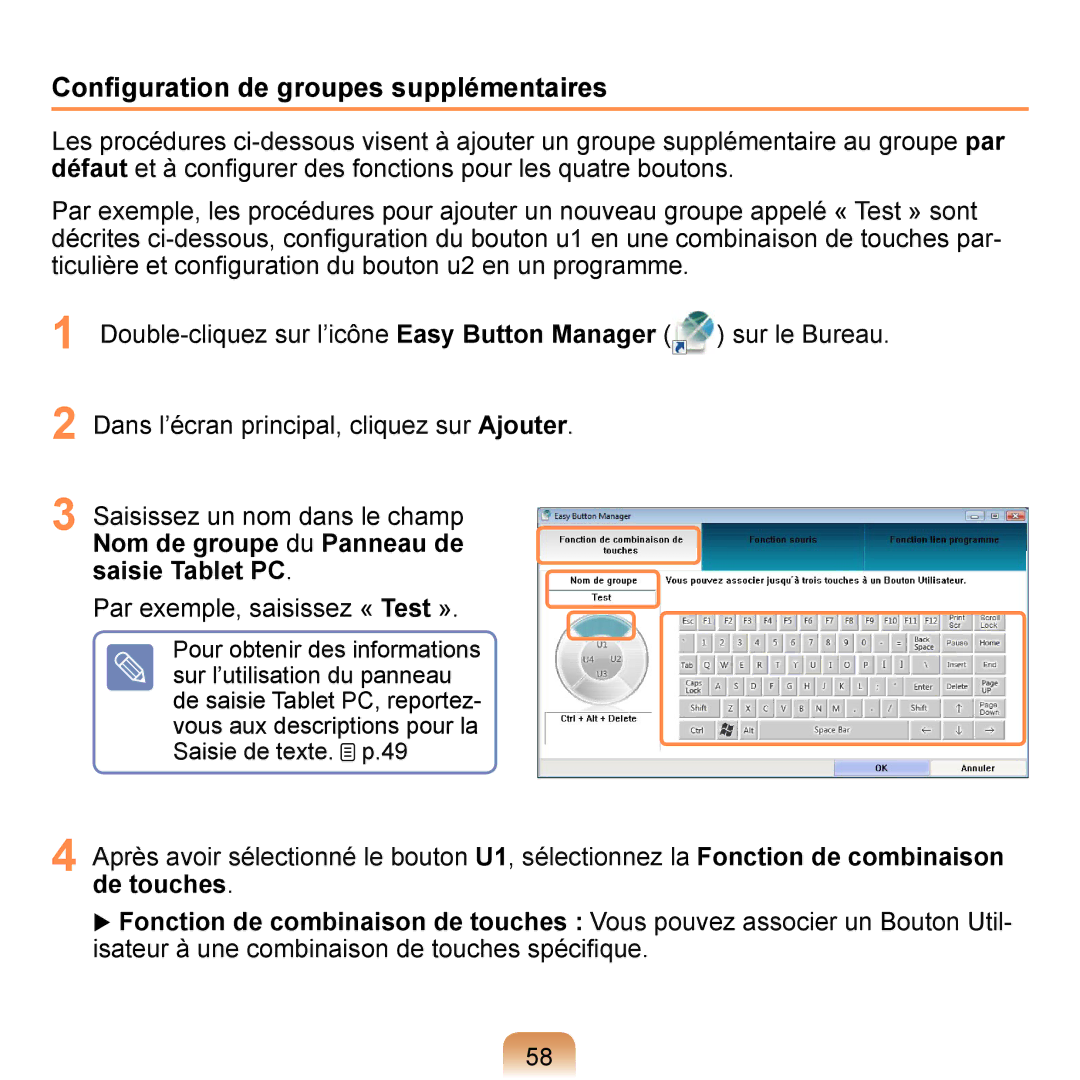 Samsung NP-Q1-V004/SEI, NP-Q1-V000/SEF, NP-Q1-M000/SEF manual Conﬁguration de groupes supplémentaires 