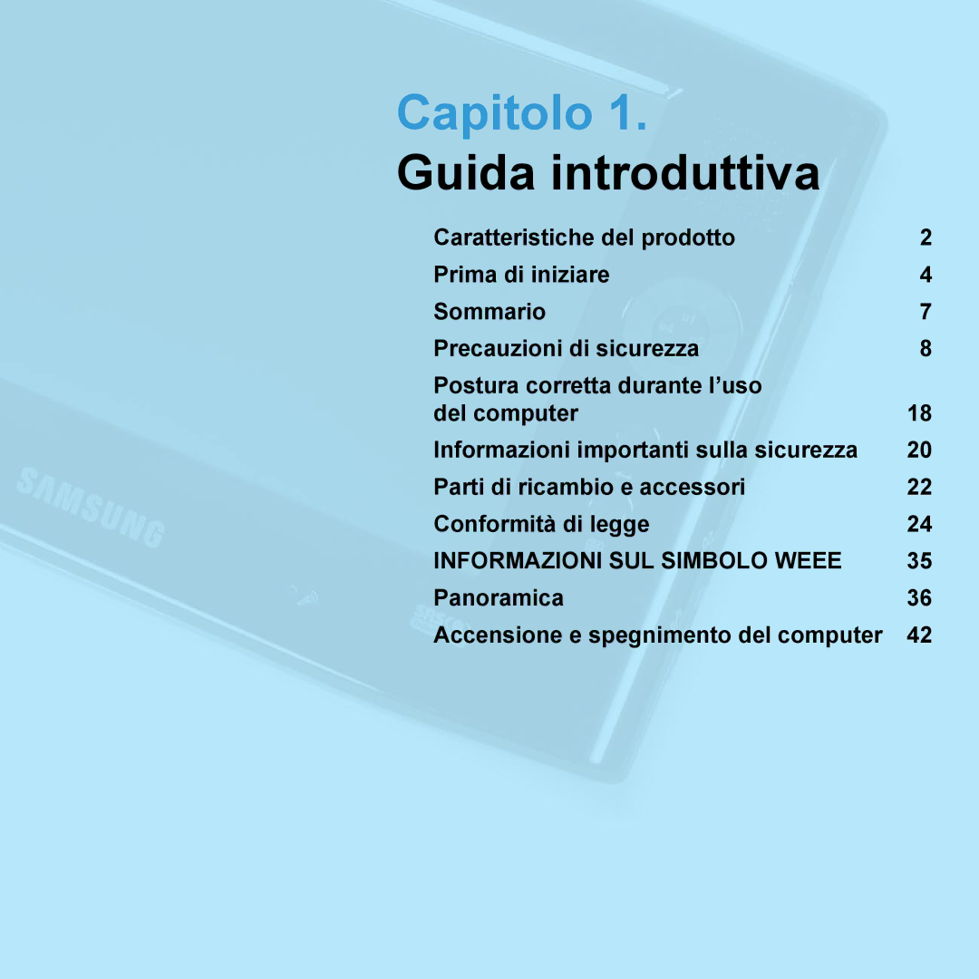 Samsung NP-Q1-V004/SEI, NP-Q1-V002/SEI, NP-Q1-V003/SEI, NP-Q1-M000/SEI, NP-Q1-M001/SEI manual Capitolo, Panoramica 