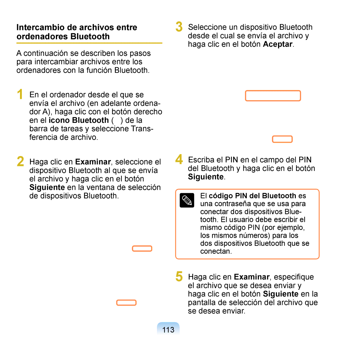 Samsung NP-Q1-M000/SES, NP-Q1-V005/SEI, NP-Q1-V000/SES manual Intercambio de archivos entre ordenadores Bluetooth 