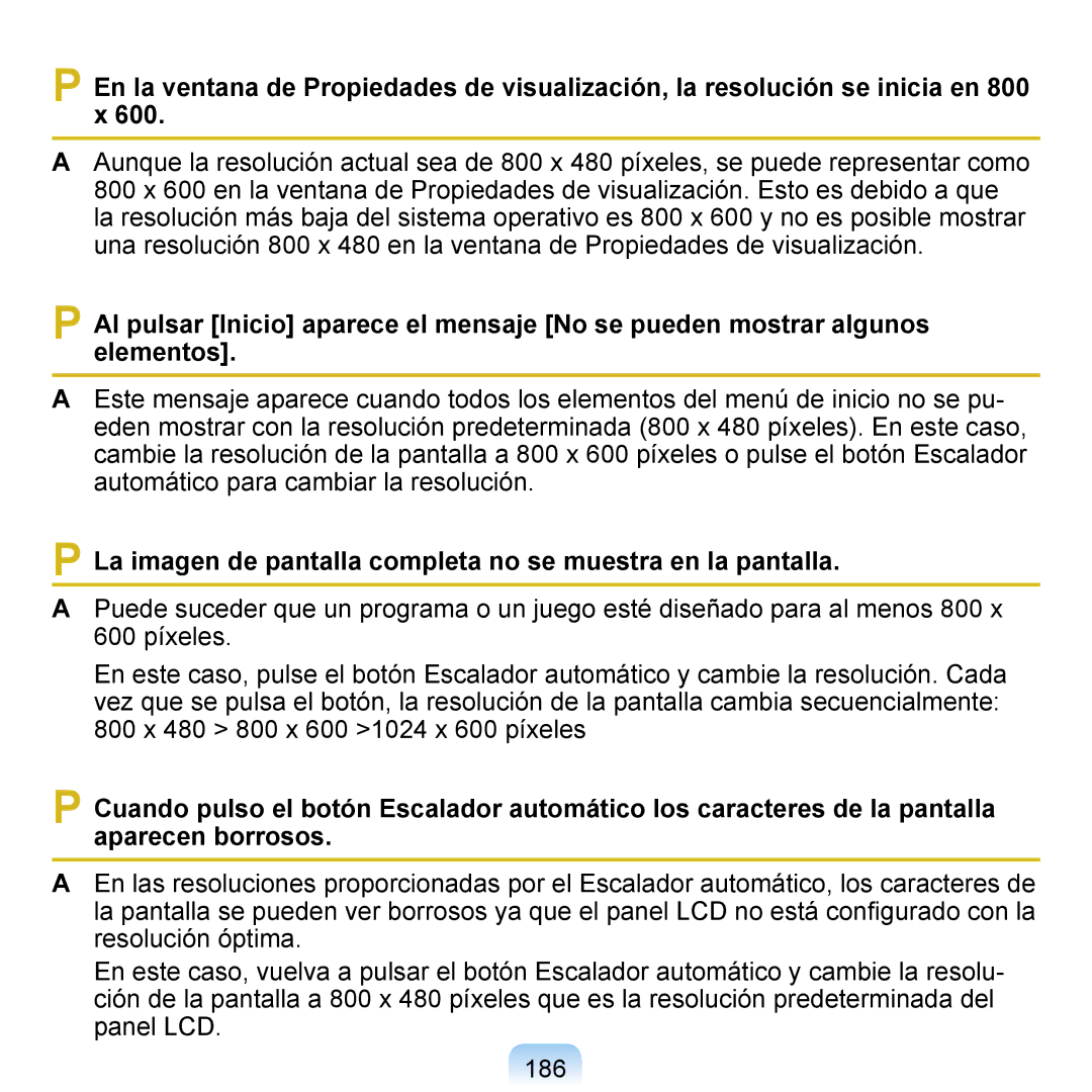 Samsung NP-Q1-V005/SEI, NP-Q1-V000/SES, NP-Q1-M000/SES manual La imagen de pantalla completa no se muestra en la pantalla 