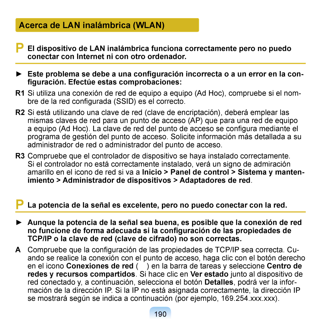 Samsung NP-Q1-V000/SES, NP-Q1-V005/SEI, NP-Q1-M000/SES manual Acerca de LAN inalámbrica Wlan, 190 