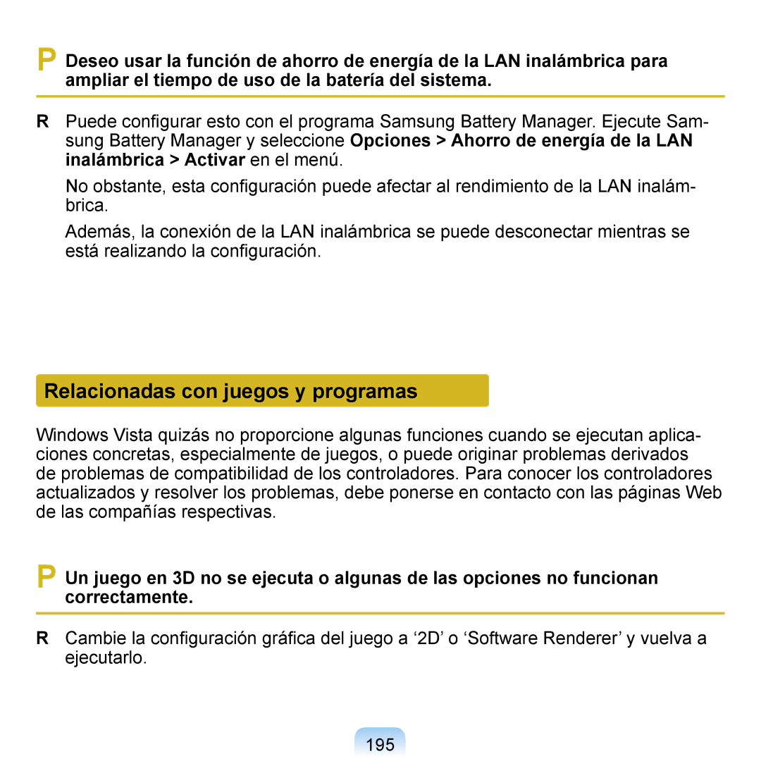 Samsung NP-Q1-V005/SEI, NP-Q1-V000/SES, NP-Q1-M000/SES manual Relacionadas con juegos y programas 