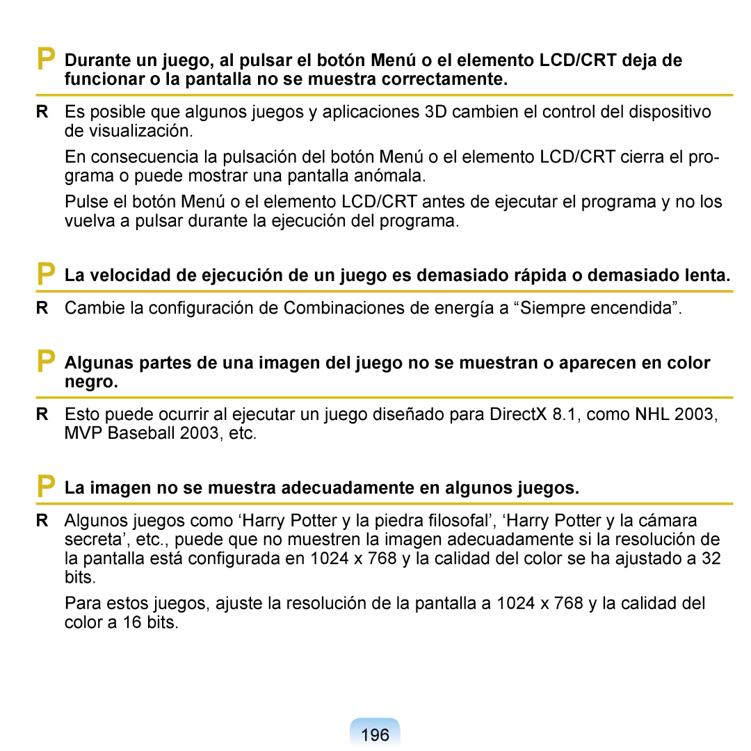 Samsung NP-Q1-V000/SES, NP-Q1-V005/SEI, NP-Q1-M000/SES manual La imagen no se muestra adecuadamente en algunos juegos 