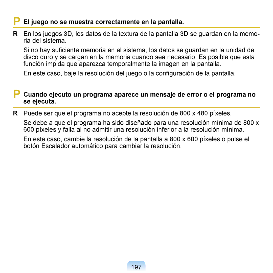 Samsung NP-Q1-M000/SES, NP-Q1-V005/SEI, NP-Q1-V000/SES manual El juego no se muestra correctamente en la pantalla 