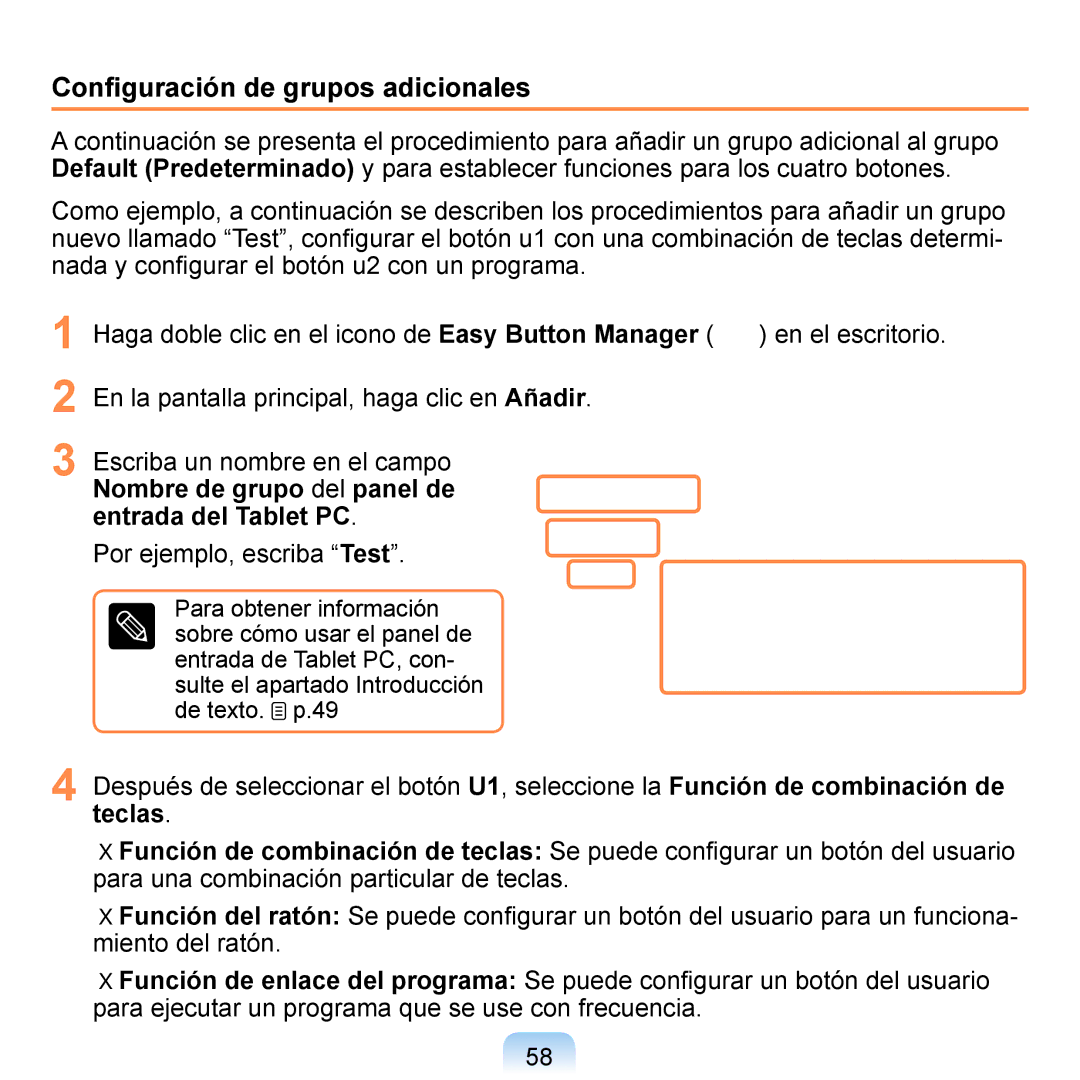 Samsung NP-Q1-V000/SES, NP-Q1-V005/SEI, NP-Q1-M000/SES manual Conﬁguración de grupos adicionales 