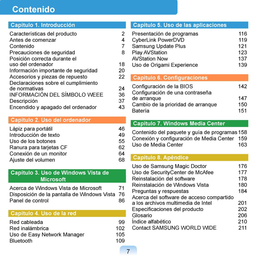 Samsung NP-Q1-V000/SES, NP-Q1-V005/SEI, NP-Q1-M000/SES manual Contenido, Capítulo 1. Introducción 