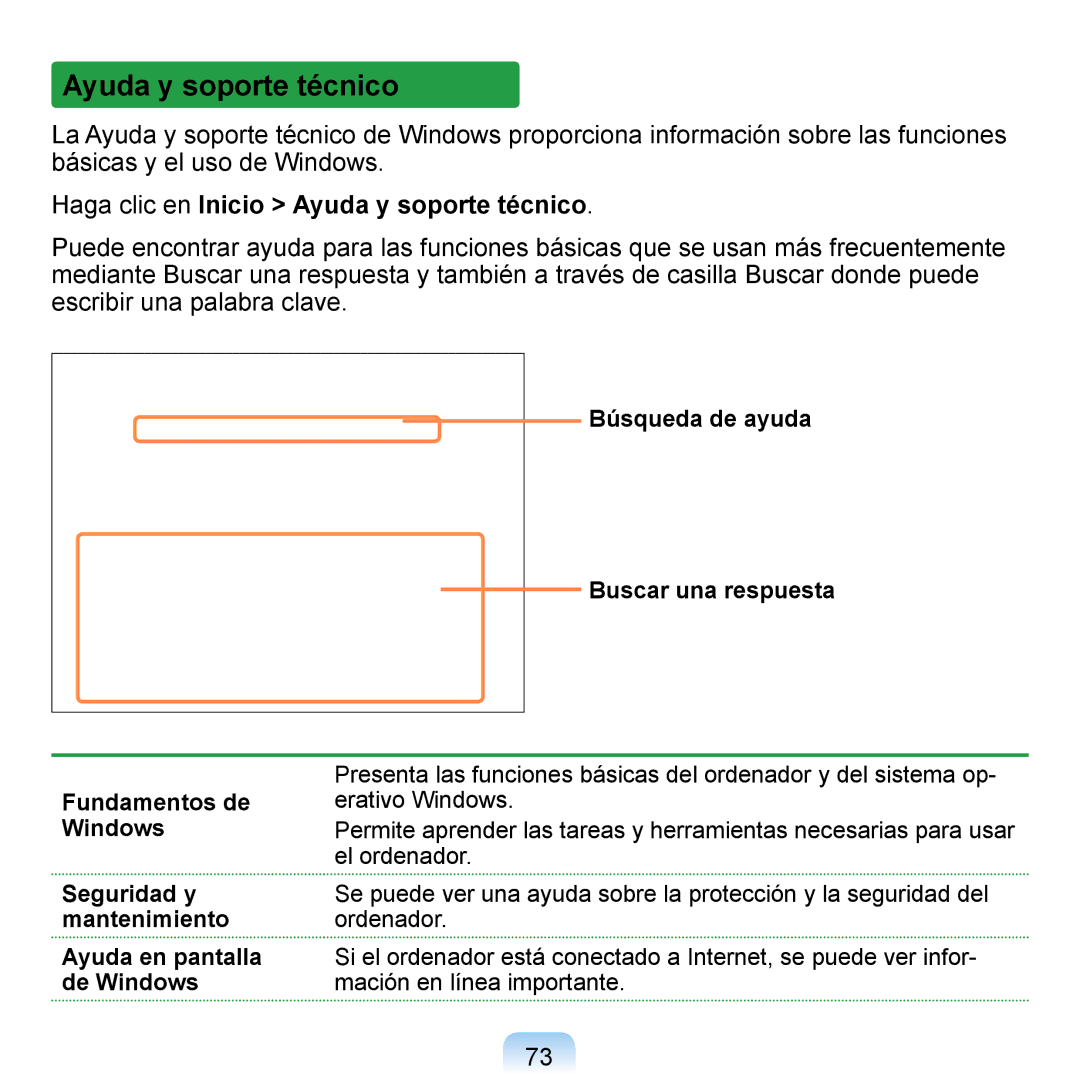 Samsung NP-Q1-V000/SES, NP-Q1-V005/SEI, NP-Q1-M000/SES manual Haga clic en Inicio Ayuda y soporte técnico 