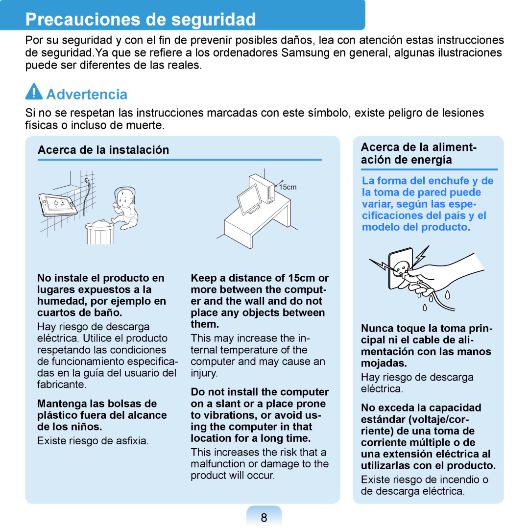 Samsung NP-Q1-M000/SES, NP-Q1-V005/SEI, NP-Q1-V000/SES manual Precauciones de seguridad, Advertencia 