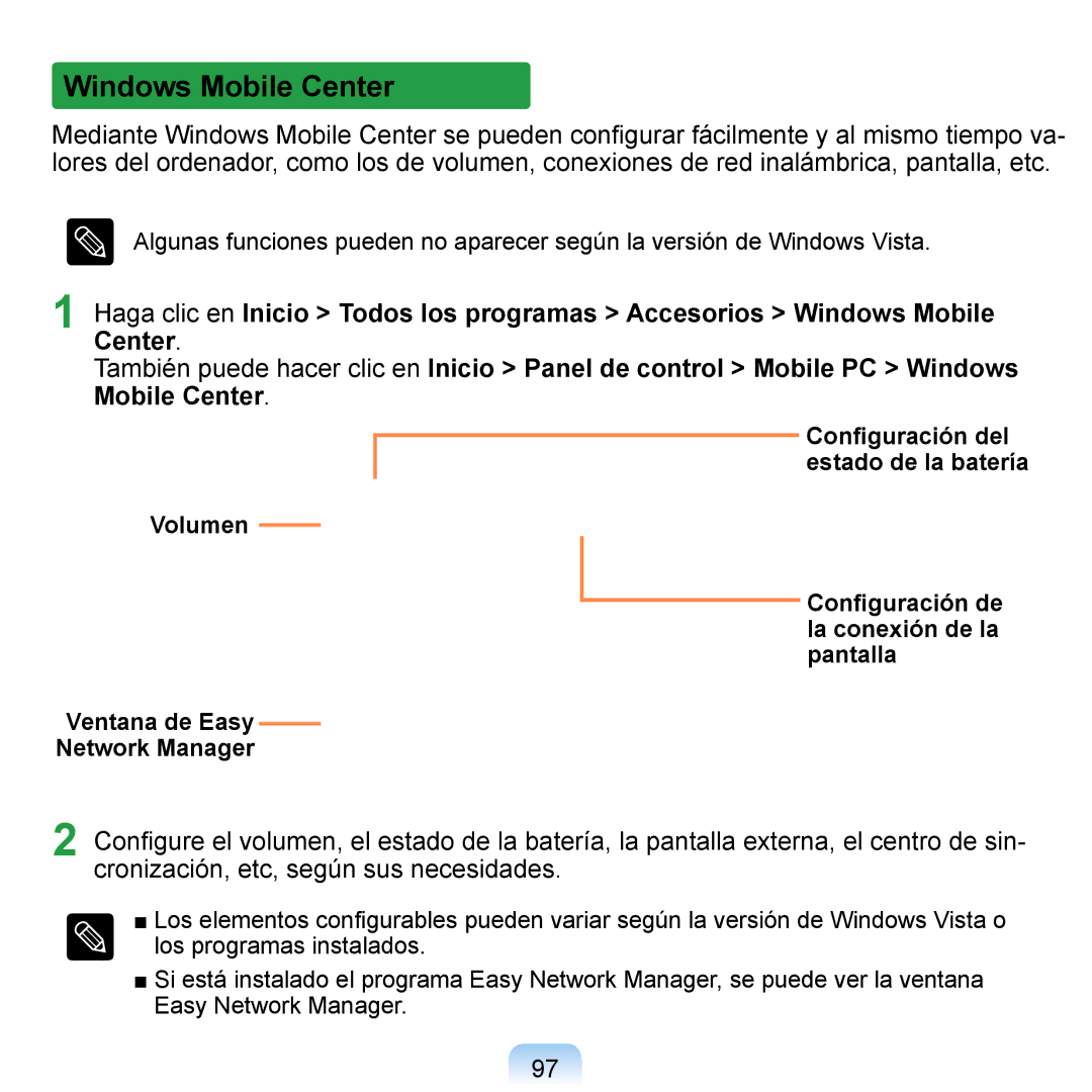 Samsung NP-Q1-V000/SES, NP-Q1-V005/SEI, NP-Q1-M000/SES manual Windows Mobile Center 