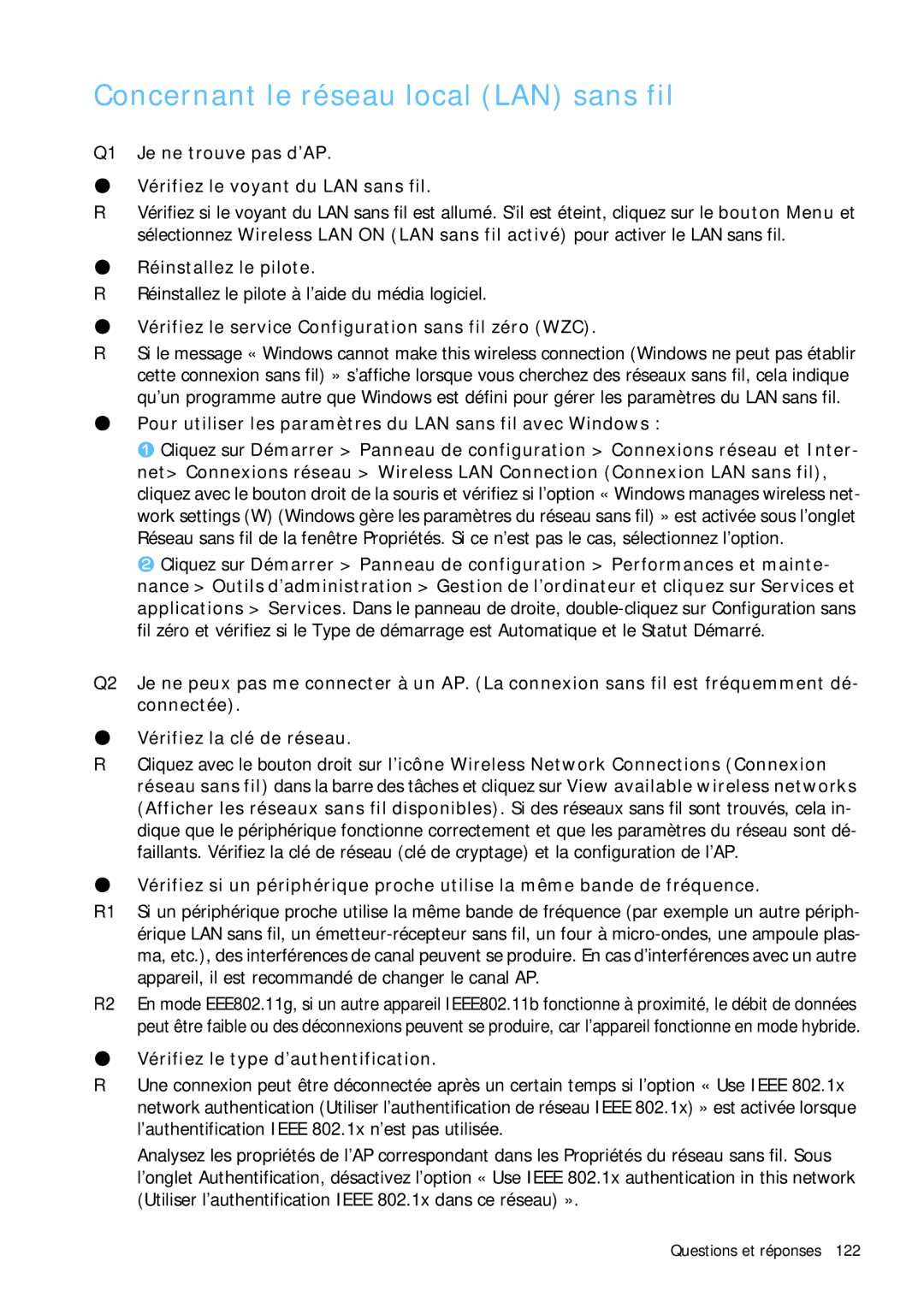 Samsung NP-Q1BV002/SEF, NP-Q1BV000/SEF, NP-Q1BV003/SEF, NP-Q1BV001/SEF manual Concernant le réseau local LAN sans fil 