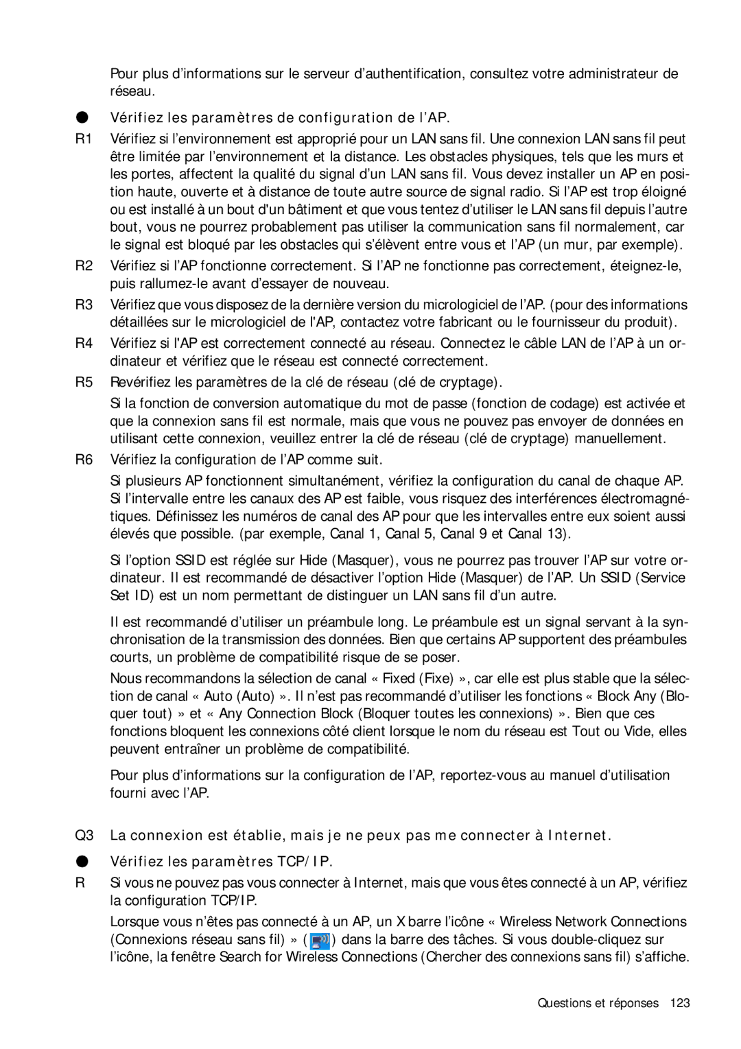 Samsung NP-Q1BV001/SEF, NP-Q1BV000/SEF, NP-Q1BV003/SEF, NP-Q1BV002/SEF manual Vérifiez les paramètres de configuration de l’AP 