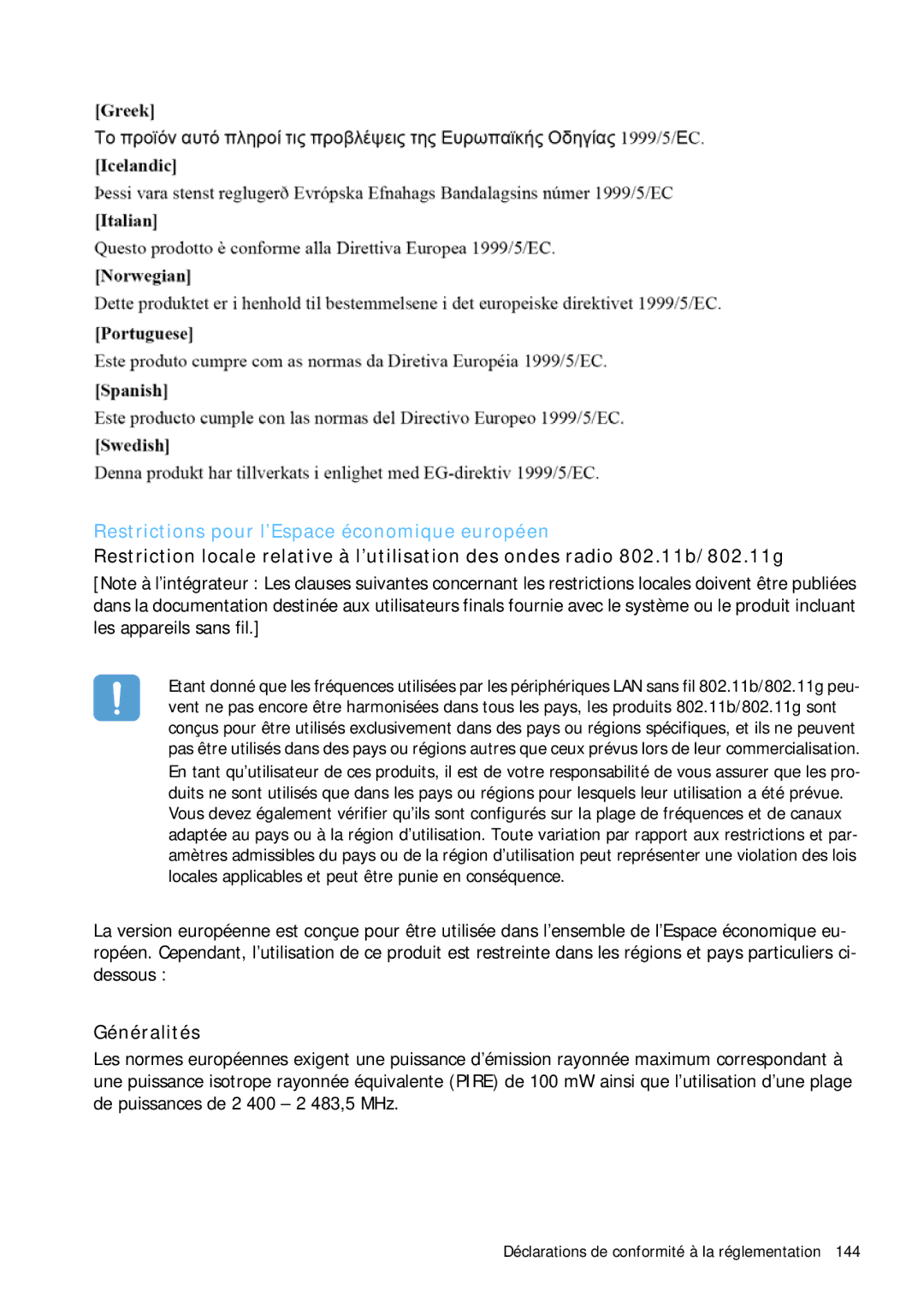 Samsung NP-Q1BV000/SEF, NP-Q1BV003/SEF, NP-Q1BV002/SEF manual Restrictions pour l’Espace économique européen, Généralités 