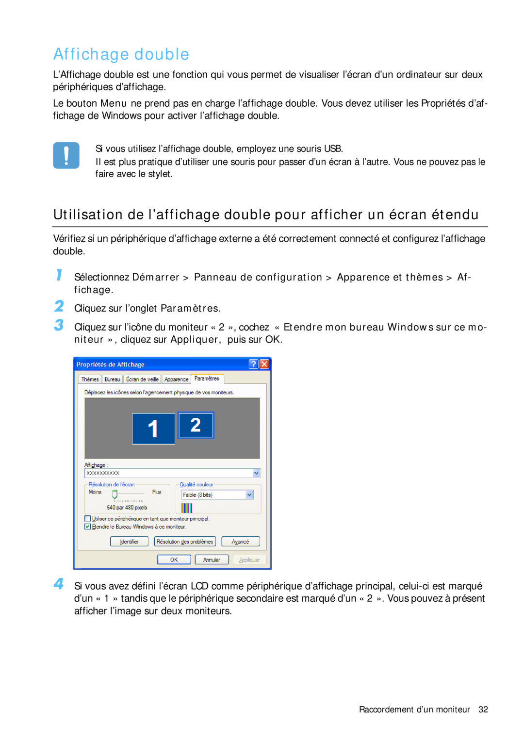 Samsung NP-Q1BV000/SEF, NP-Q1BV003/SEF, NP-Q1BV002/SEF, NP-Q1BV001/SEF manual Affichage double 