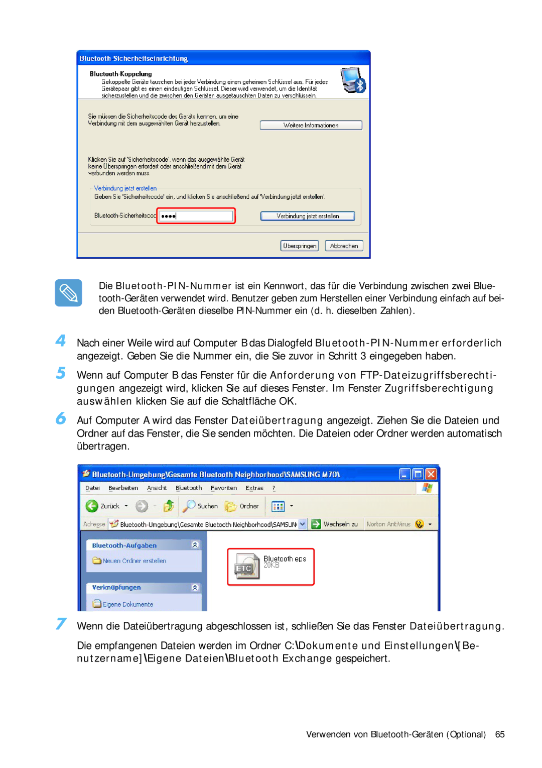 Samsung NP-Q1BV000/SEG, NP-Q1BV001/SEG manual Verwenden von Bluetooth-Geräten Optional 