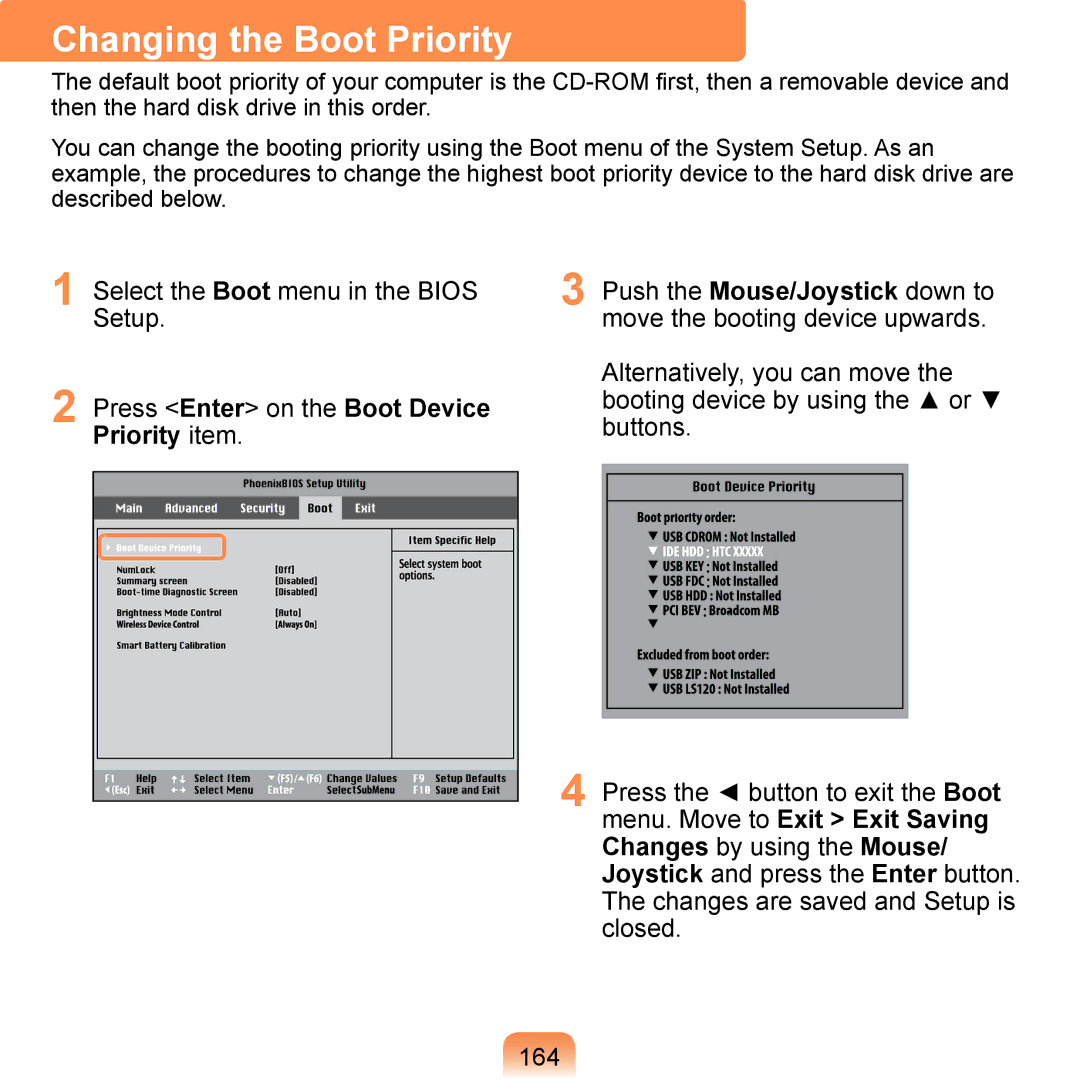 Samsung NP-Q1U/Y01/SEF, NP-Q1U/YM/SEG, NP-Q1U/001/SEG, NP-Q1UR000/SEG, NP-Q1U/000/SEG manual Changing the Boot Priority 