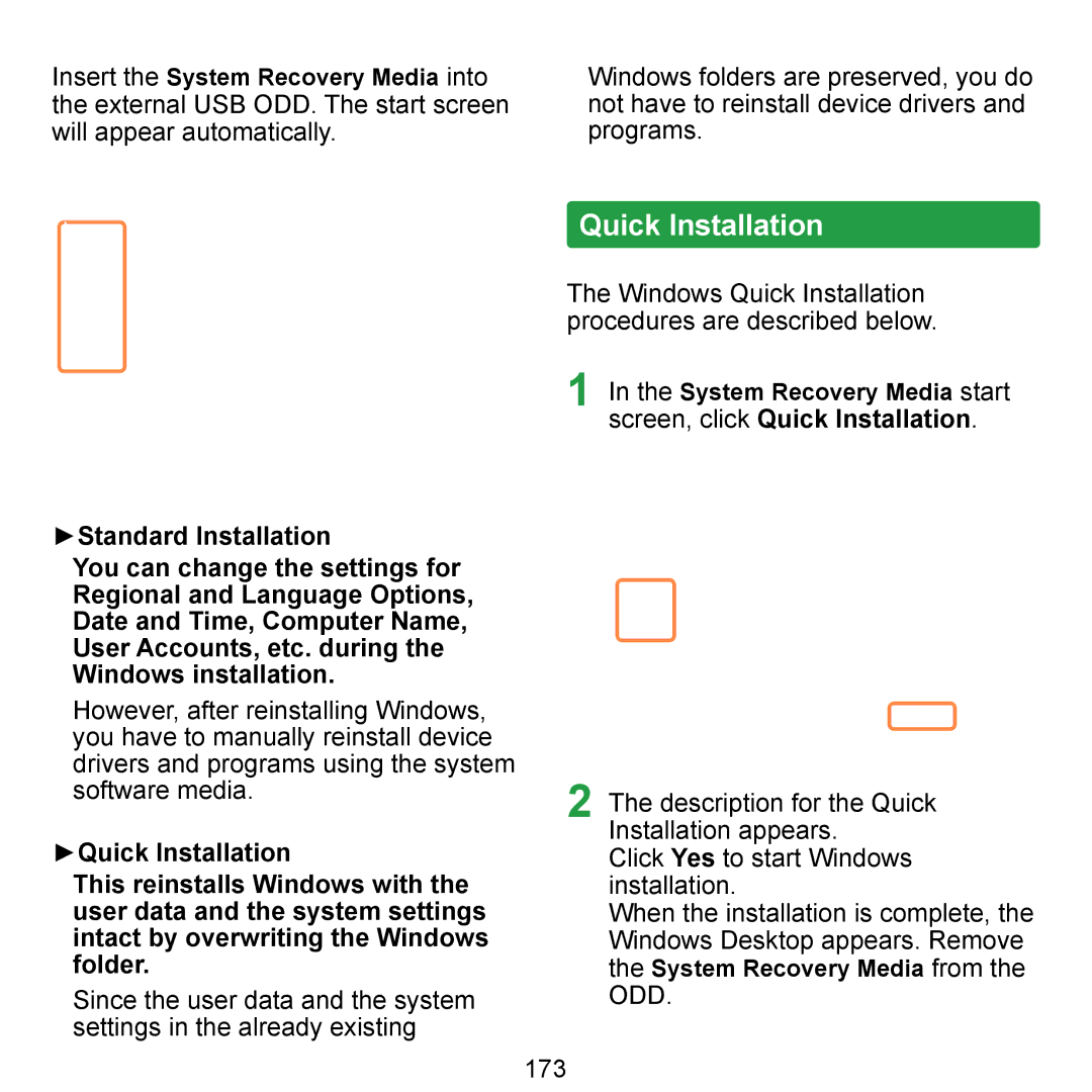 Samsung NP-Q1U/E03/SEI, NP-Q1U/YM/SEG, NP-Q1U/001/SEG, NP-Q1UR000/SEG manual Quick Installation, Standard Installation, 173 