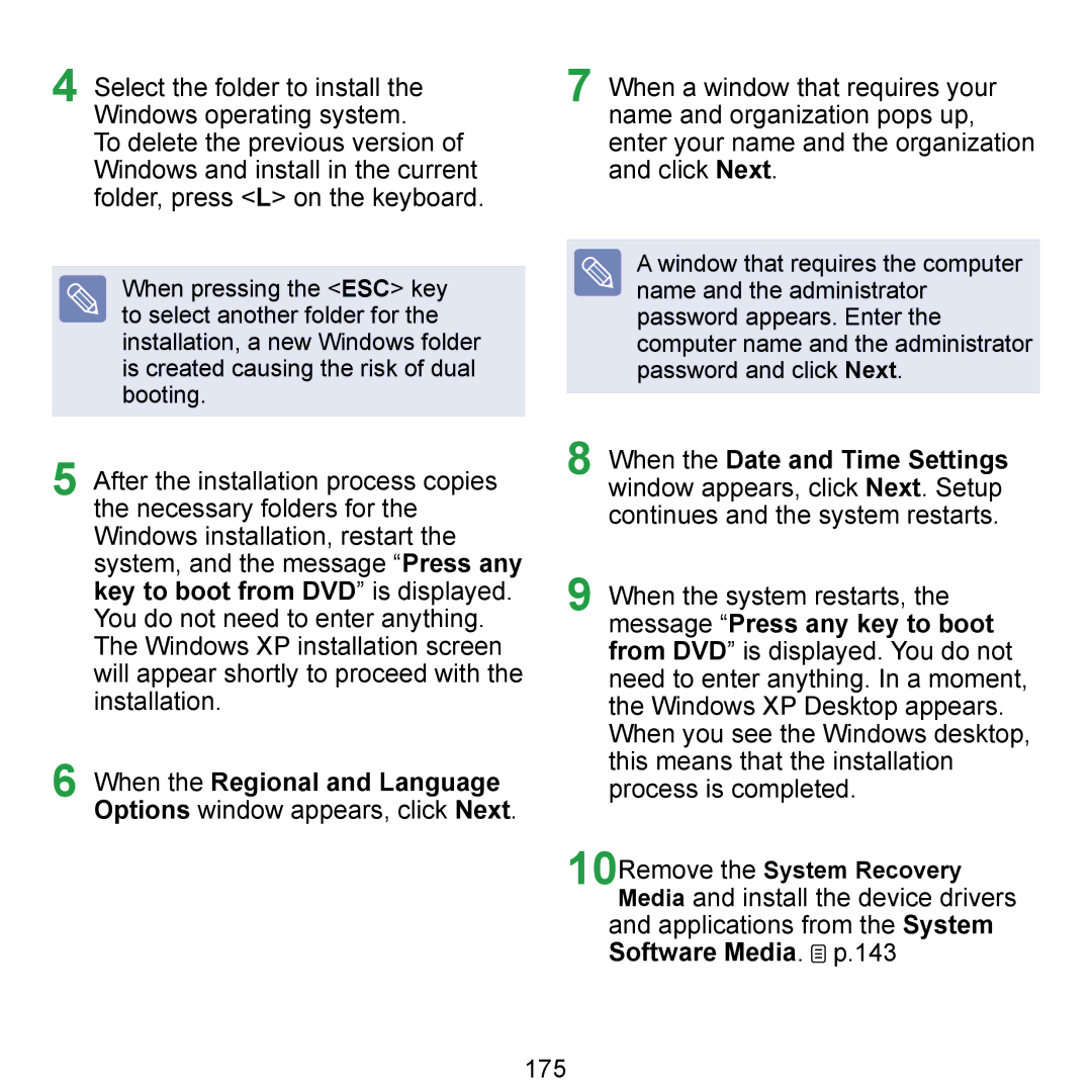 Samsung NP-Q1U/002/SEI manual Select the folder to install the Windows operating system, Software Media. p.143, 175 