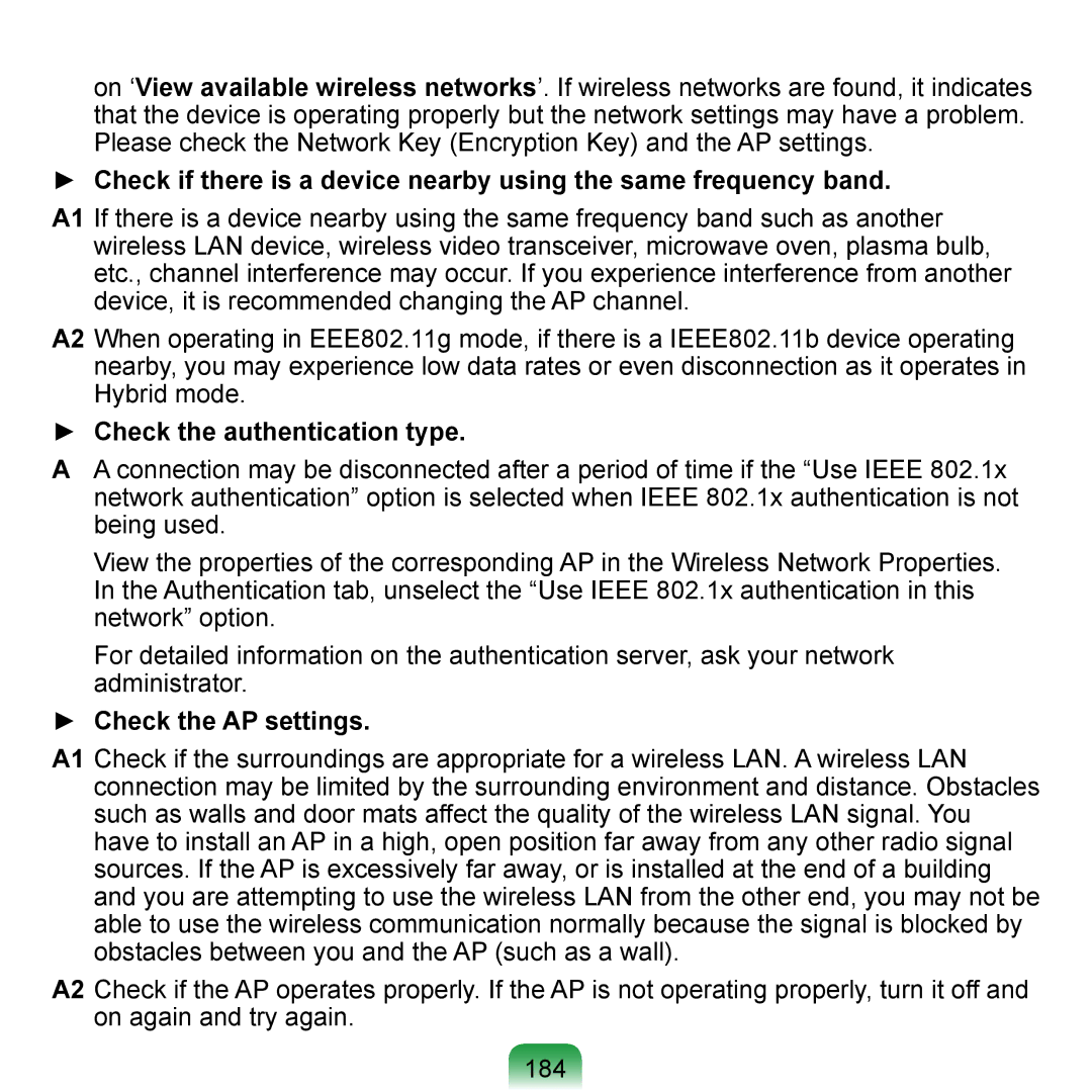 Samsung NP-Q1UF000/SER, NP-Q1U/YM/SEG, NP-Q1U/001/SEG, NP-Q1UR000/SEG Check the authentication type, Check the AP settings 