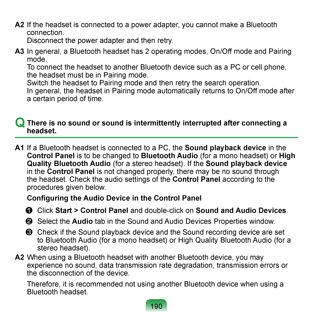 Samsung NP-Q1UA000/SEG, NP-Q1U/YM/SEG, NP-Q1U/001/SEG, NP-Q1UR000/SEG manual Configuring the Audio Device in the Control Panel 