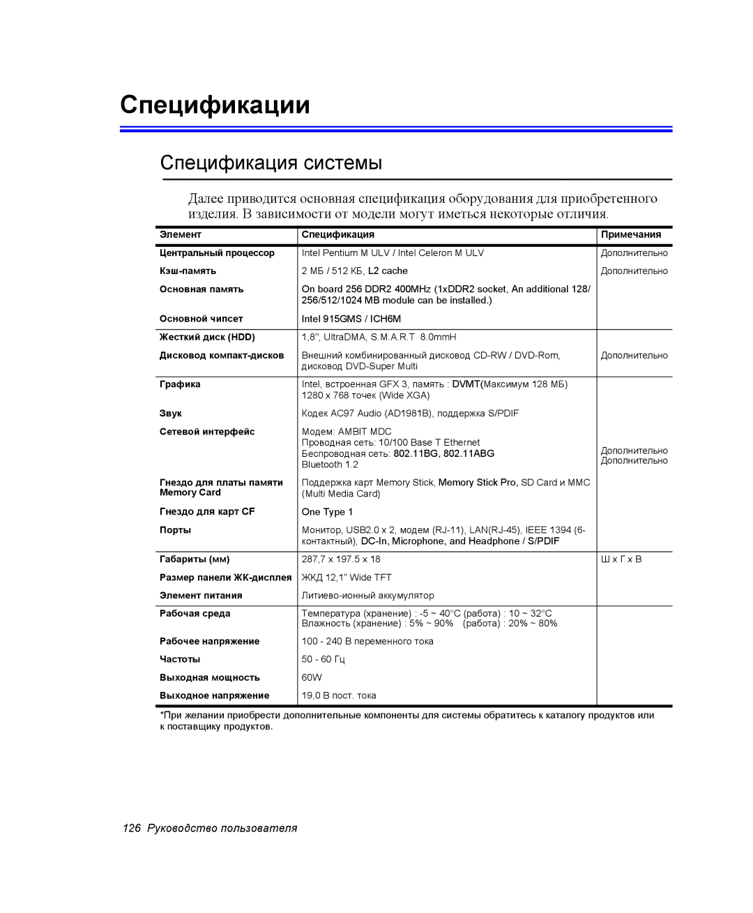 Samsung NP-Q30CY00/SER, NP-Q30C002/SER, NP-Q30C002/SEK, NP-Q30CY01/SER, NP-Q30C001/SER Спецификации, Спецификация системы 