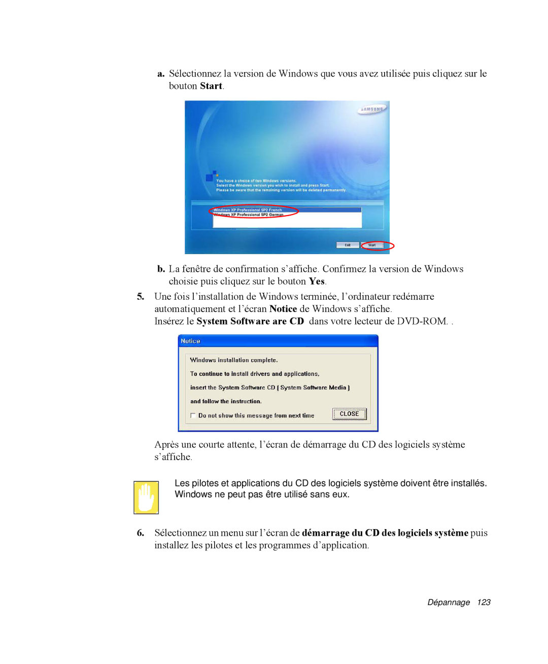 Samsung NP-Q30T003/SEF, NP-Q30T002/SEF, NP-Q30TY01/SEF, NP-Q30T001/SEF, NP-Q30CY00/SEF, NP-Q30TY02/SEF manual Dépannage 