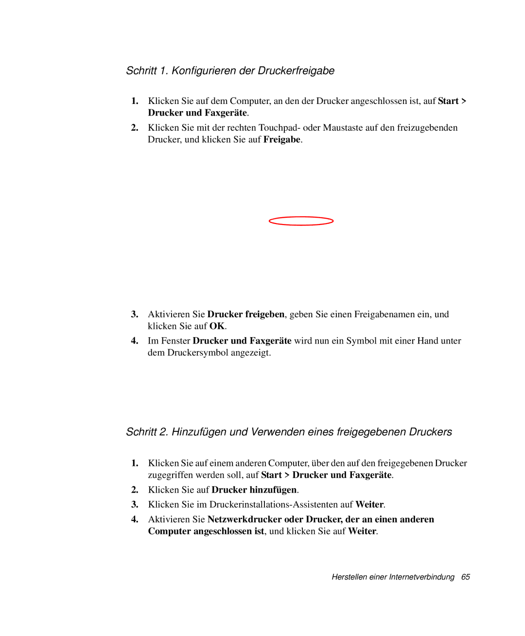 Samsung NP-Q30T000/SEG, NP-Q30T007/SEG Schritt 1. Konfigurieren der Druckerfreigabe, Klicken Sie auf Drucker hinzufügen 